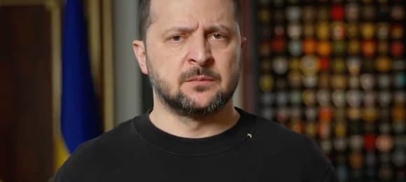 Prezydent Wołodymyr Zełenski przemawia w wideo wystąpieniu