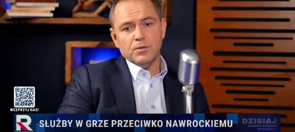 Karol Nawrocki. Na pasku: „Służby w grze przeciwko Nawrockiemu”
