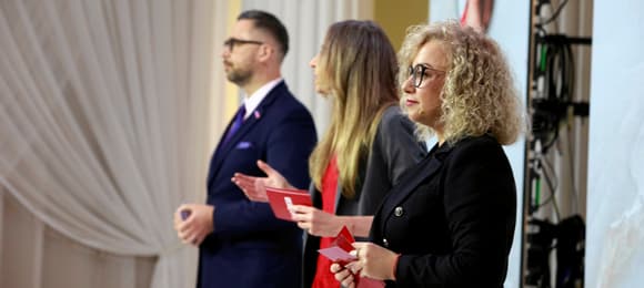 Od lewej: Marcin Kulasek, Agnieszka Dziemianowicz-Bak, Katarzyna Kotula