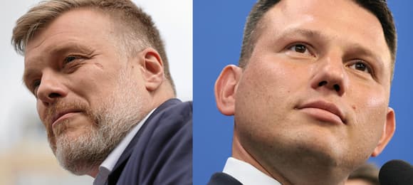 Portrety Adriana Zandberga i Sławomira Mentzena