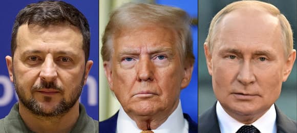 Od lewej: Wołodymyr Zełenski, Donald Trump, Władimir Putin