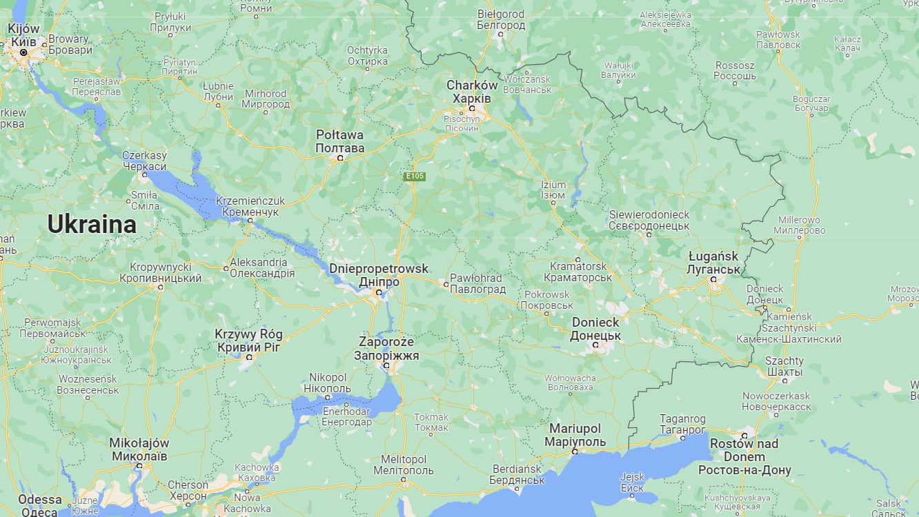 Mapa Ukrainy z regionem Donbasu