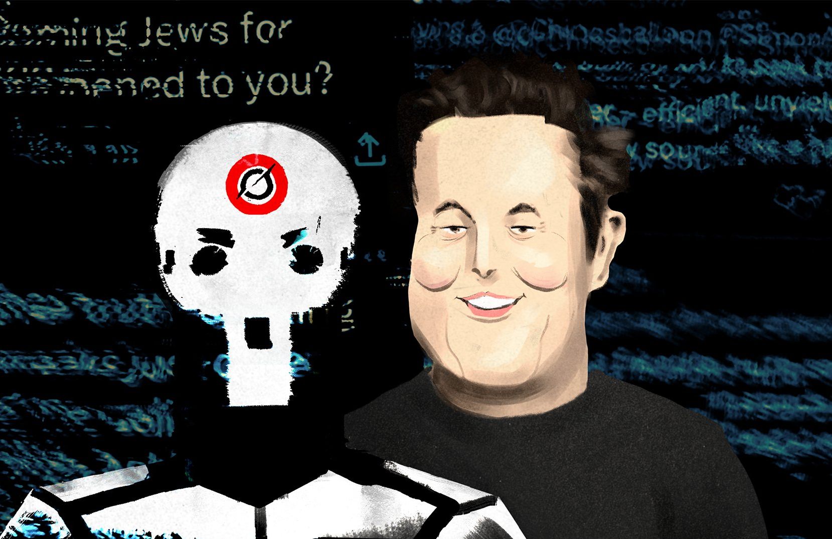 Ilustracja do tekstu o szaleństwach AI na twitterze