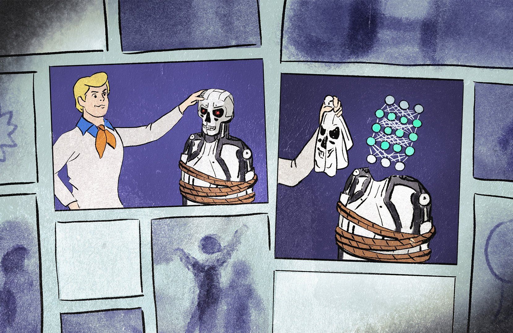 Ilustracja do tekstu o knuciu AI przeciw ludziom