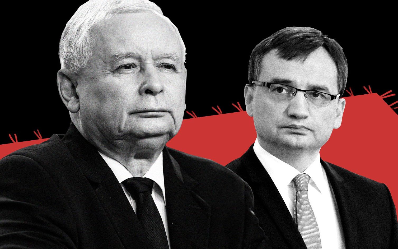 Grafika do artykułu Dwa wywiady: wojna Kaczyńskiego i Ziobry wychodzi na światło dzienne