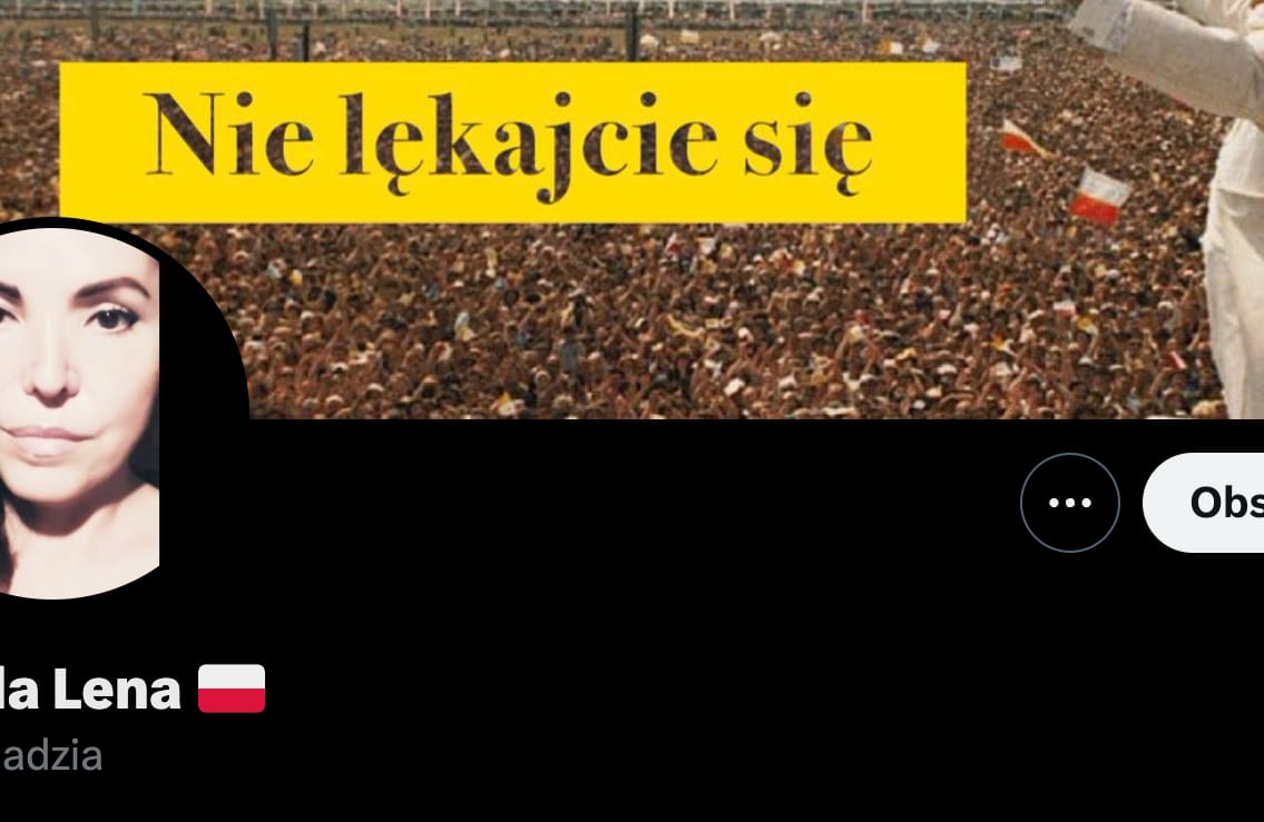 profil MS_Madzia na Twitterze. Widzimy zdjęcie kobiety w ciemnych włosach. Na zdjęciu w tle Jana Pawła II z podpisem "Nie lękajcie się". Opis konta to: Prokuratura, analiza kryminalna, profilowanie geograficzne i kryminalne, entomologia sądowa. Dla antypolaków👉🏼 BAN z automatu‼ #StopUkrainizacjiPolski‼