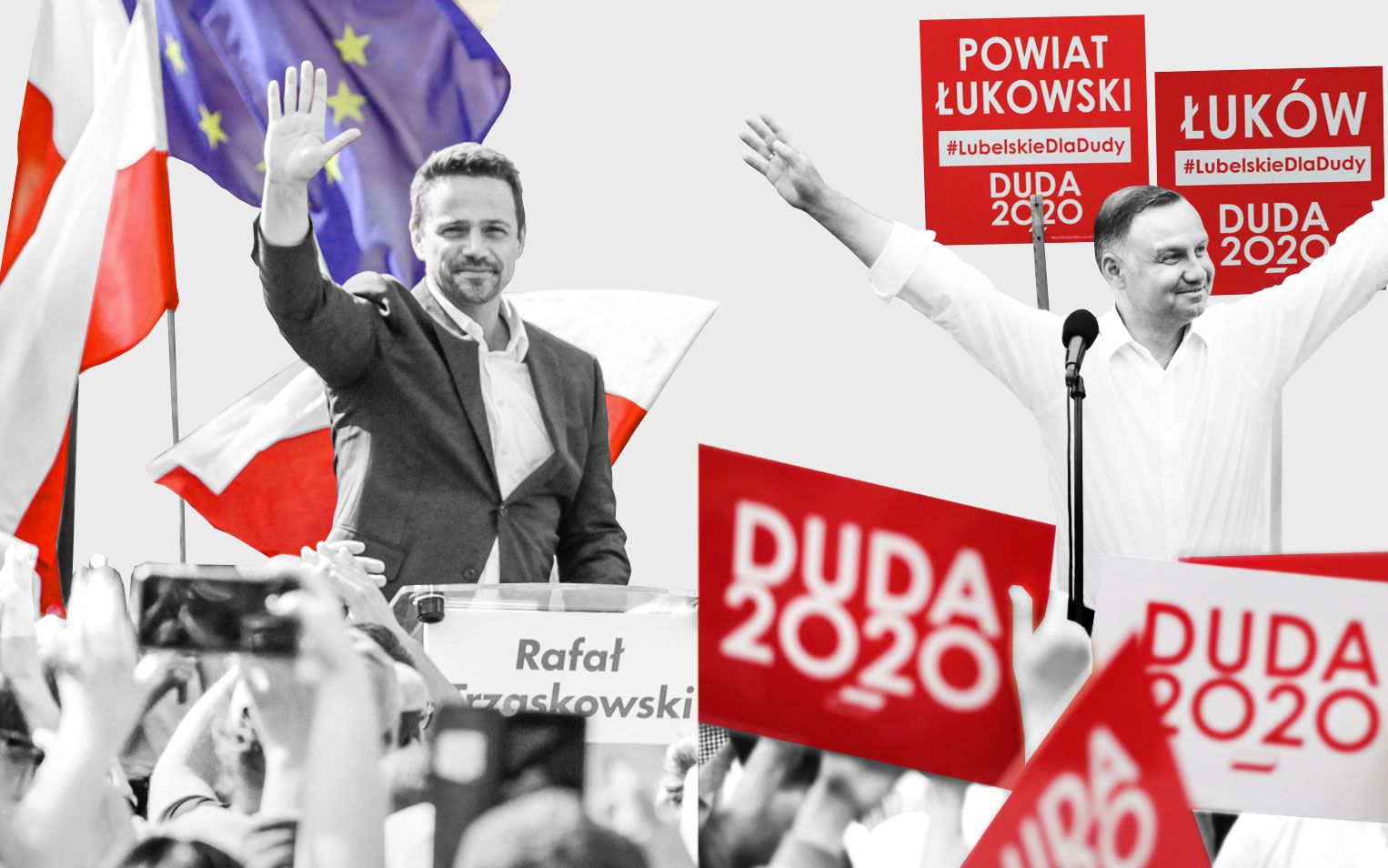 Grafika do artykułu Duda 50, Trzaskowski 47 proc. Elektorat Dudy wzmożony, opozycja nie dość wierzy w sukces [sondaż OKO.press]
