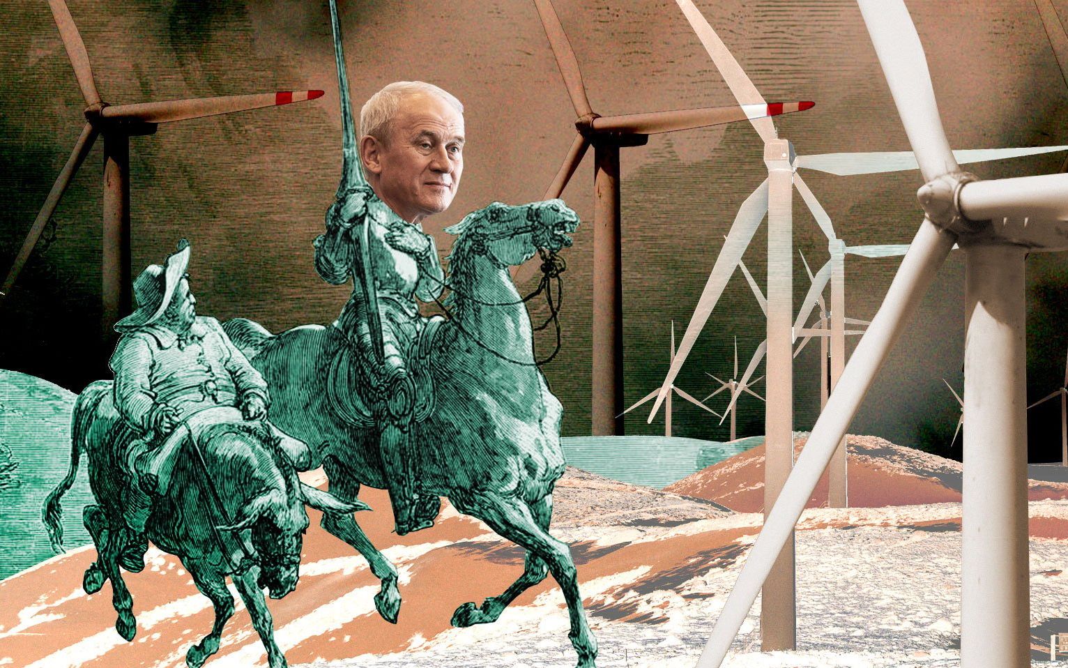 Grafika do artykułu Don Kichot polskiej energetyki. Szarża ministra Tchórzewskiego na wiatraki