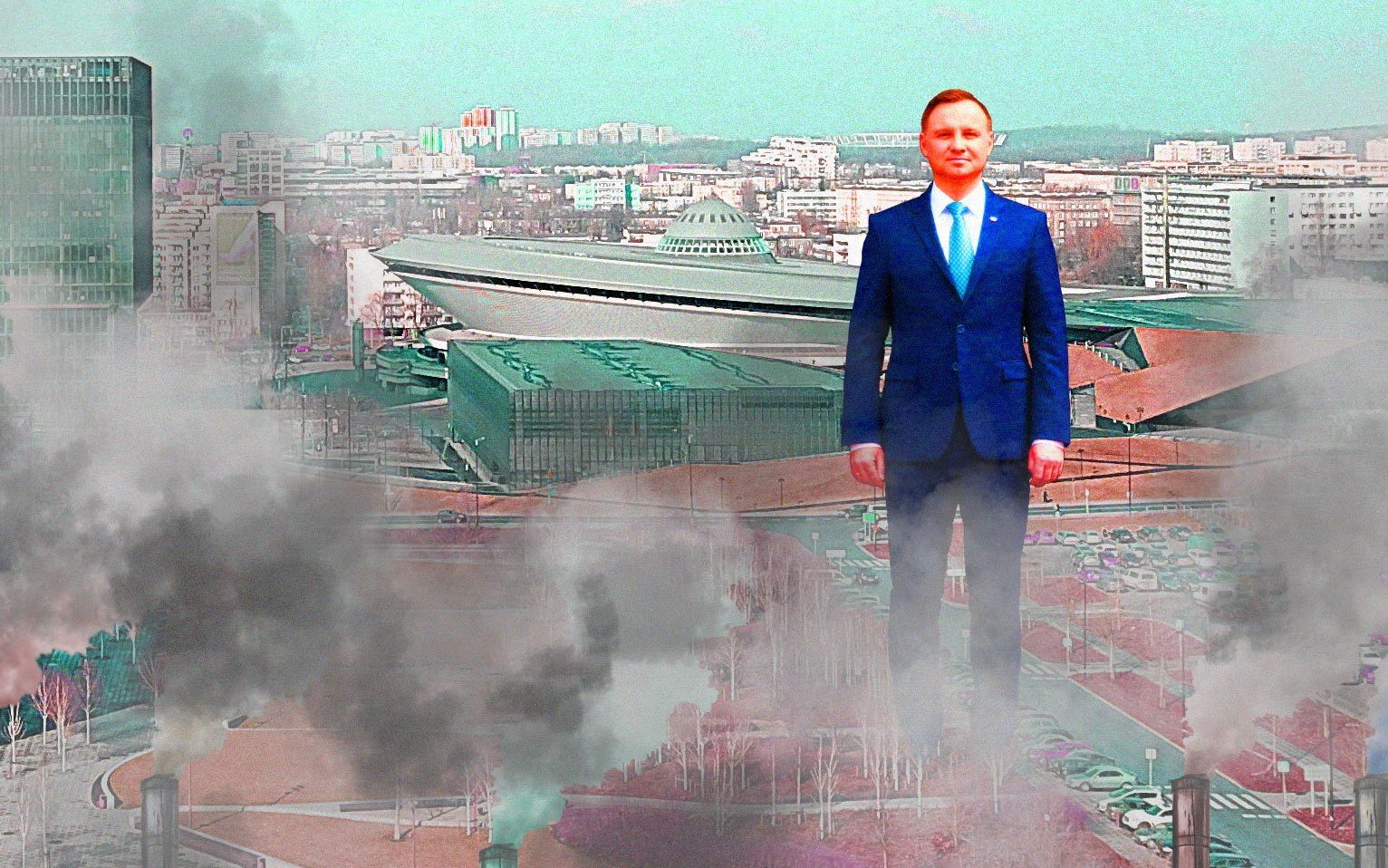 Grafika do artykułu Według Dudy "Katowice są zielonym miastem". Raczej szaro-burym od smogu