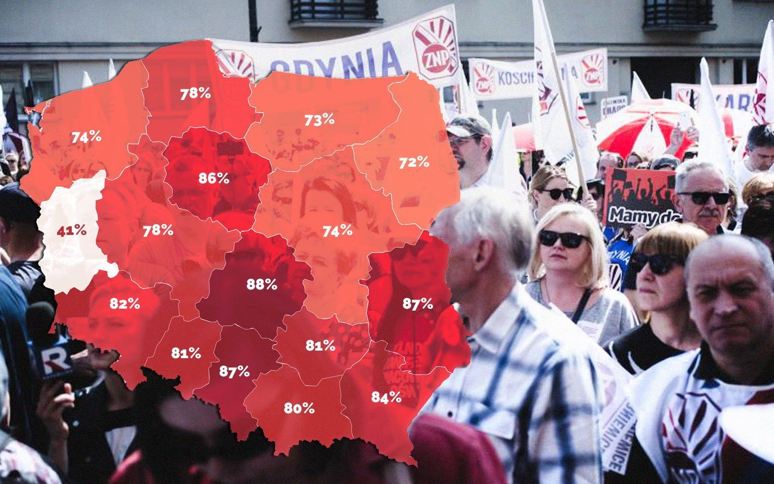 Grafika do artykułu Strajk nauczycieli: od poniedziałku 8 kwietnia w 80 proc. szkół [MAPY]