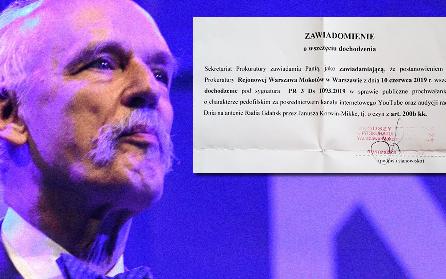 Grafika do artykułu Po zgłoszeniu OKO.press prokuratura wszczyna dochodzenie w sprawie pochwalania pedofilii przez Korwin-Mikkego