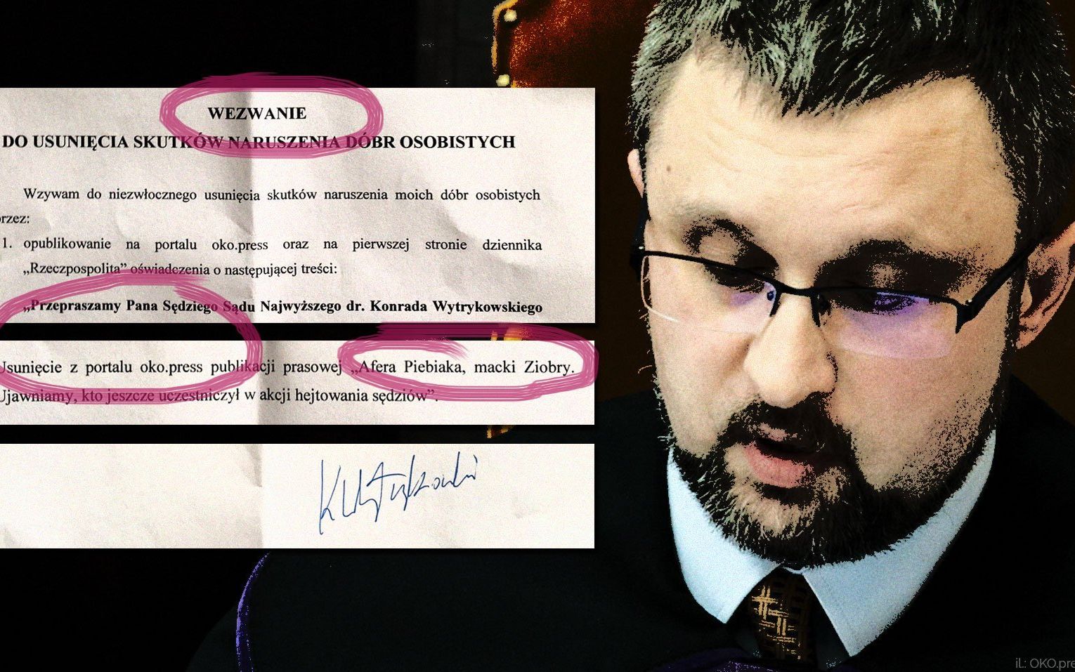 Grafika do artykułu Sędzia SN Wytrykowski żąda zdjęcia artykułu OKO.press., bo "nie hejtował". Odmawiamy. Mamy nowe dowody