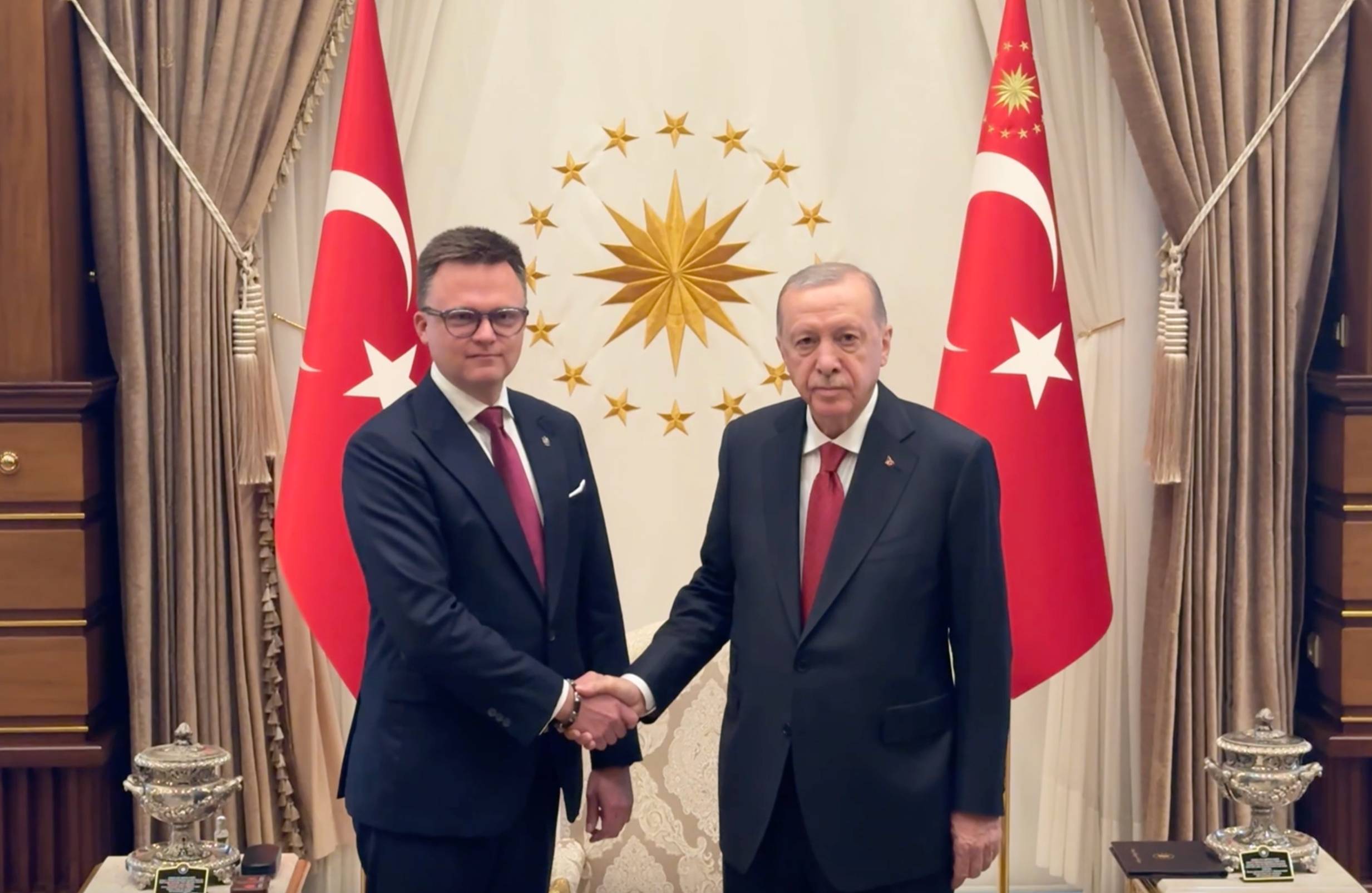 Marszałek Sejmu Szymon Hołownia i prezydent Turcji Recep Tayyip Erdoğan, Ankara, 18 września 2024