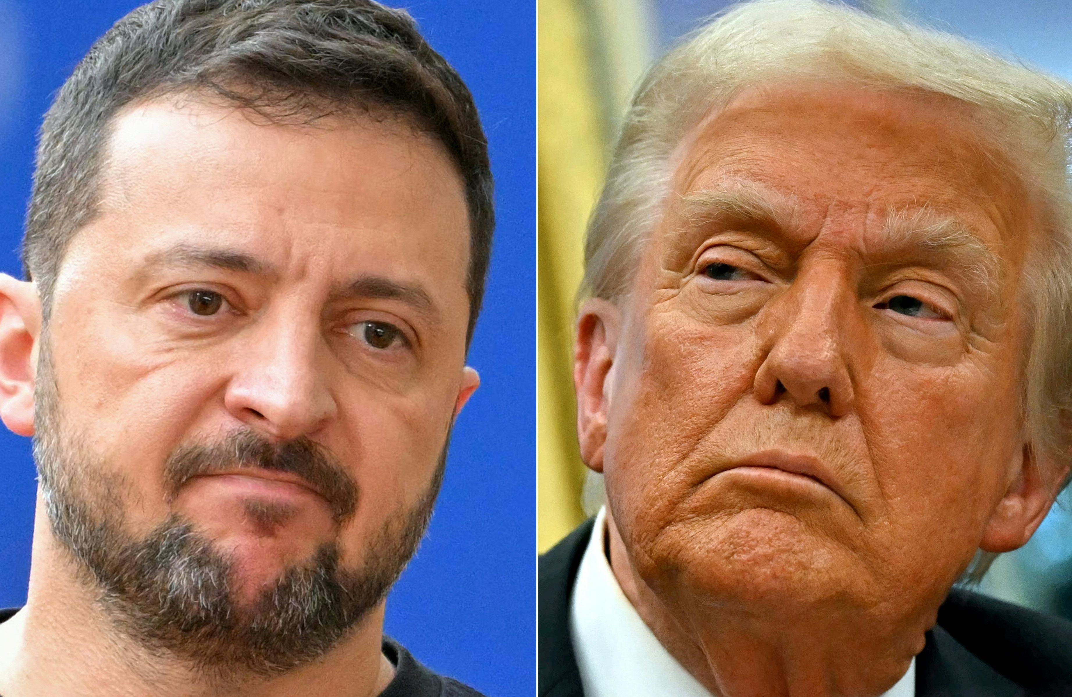 Od lewej prezydent Ukrainy Wołodymyr Zełenski oraz prezydent USA Donald Trump