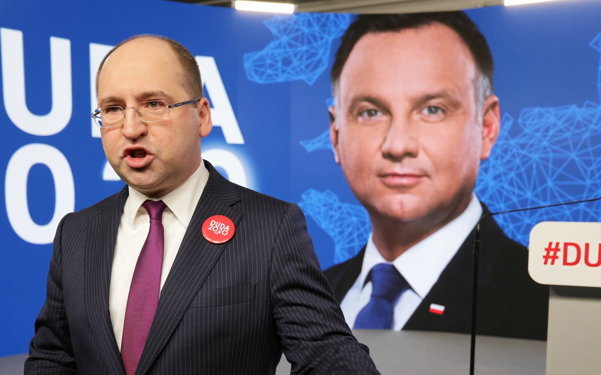 19.02.2020  Warszawa , ul Wierzbowa 11 . Rzecznik sztabu wyboczego prezydenta Andrzeja Dudy Adam Bielan podczas prezentacji skladu sztabu wyborczego .
Fot. Slawomir Kaminski / Agencja Gazeta