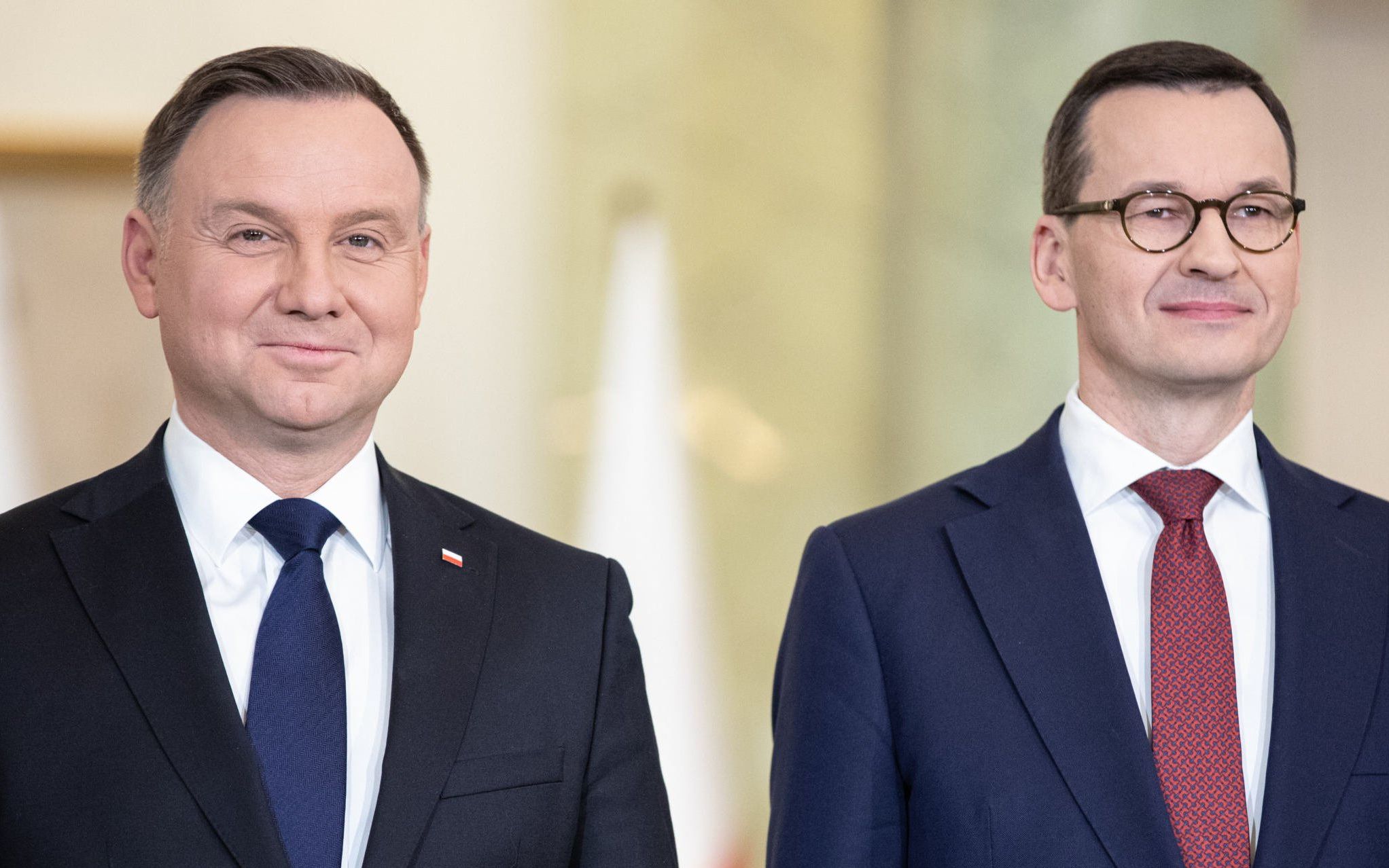 05.03.2020 Warszawa . Palac Prezydencki . Prezydent Andrzej Duda , premier Mateusz Morawiecki podczas zmian w skladzie Rady Ministrow . 
Fot. Dawid Zuchowicz / Agencja Gazeta