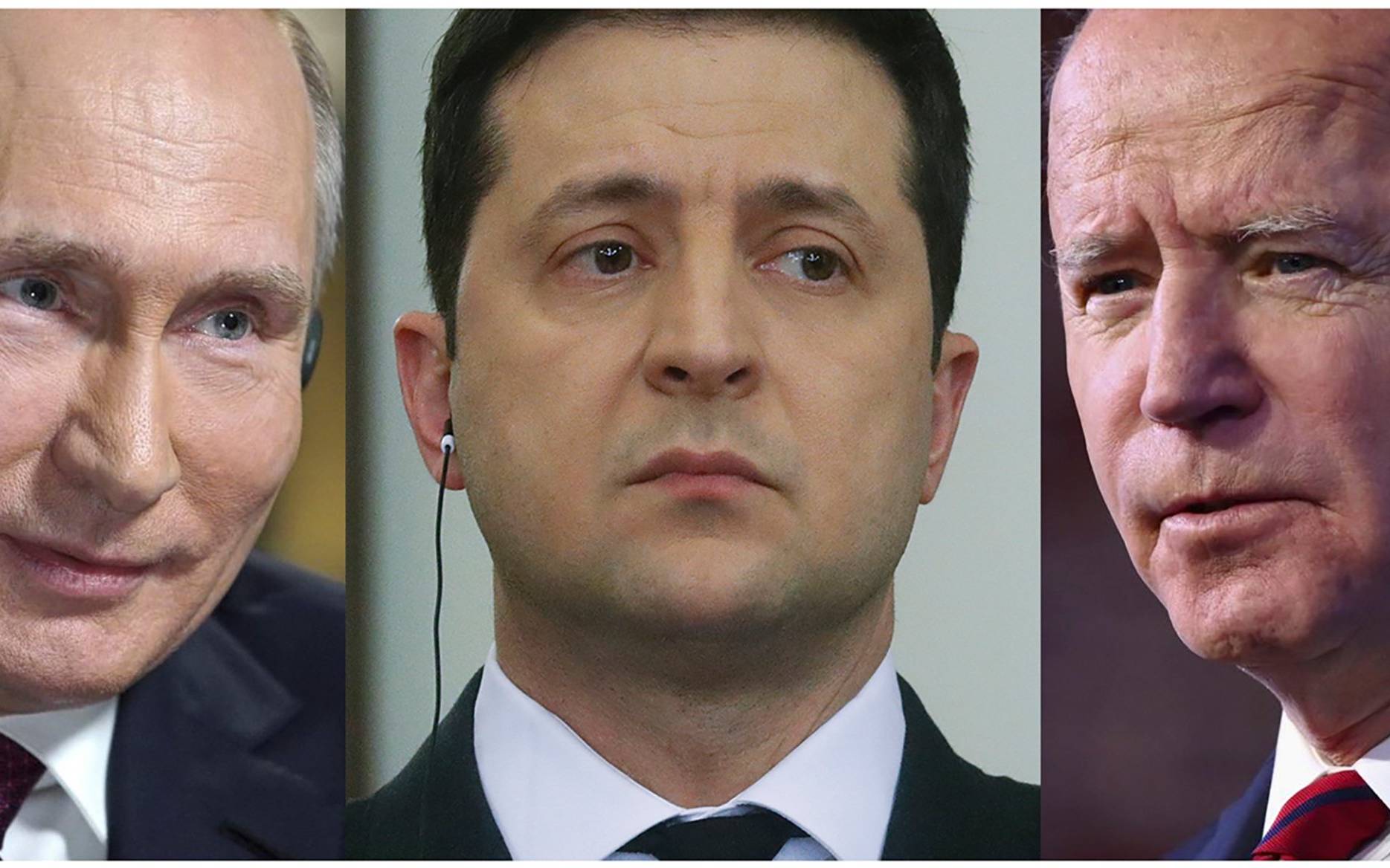 (FILES) This combination of pictures created on January 2, 2022 shows Russia's President Vladimir Putin at the Kremlin in Moscu on March 1, 2018, Ukrainian President Volodymyr Zelensky in Kiev on December 8, 2021 and US President Joe Biden in Wilmington, Delaware on January 15, 2021. - US President Joe Biden and his Ukrainian counterpart Volodymyr Zelensky are due to speak by phone on January 2, 2022, amid growing fears that a Russian military buildup near the border with its pro-Western neighbor heralds an invasion.
The show of US support for Ukraine comes days after Biden warned Russian President Vladimir Putin of severe consequences if Moscow invades the former Soviet country. (Photo by AFP)
