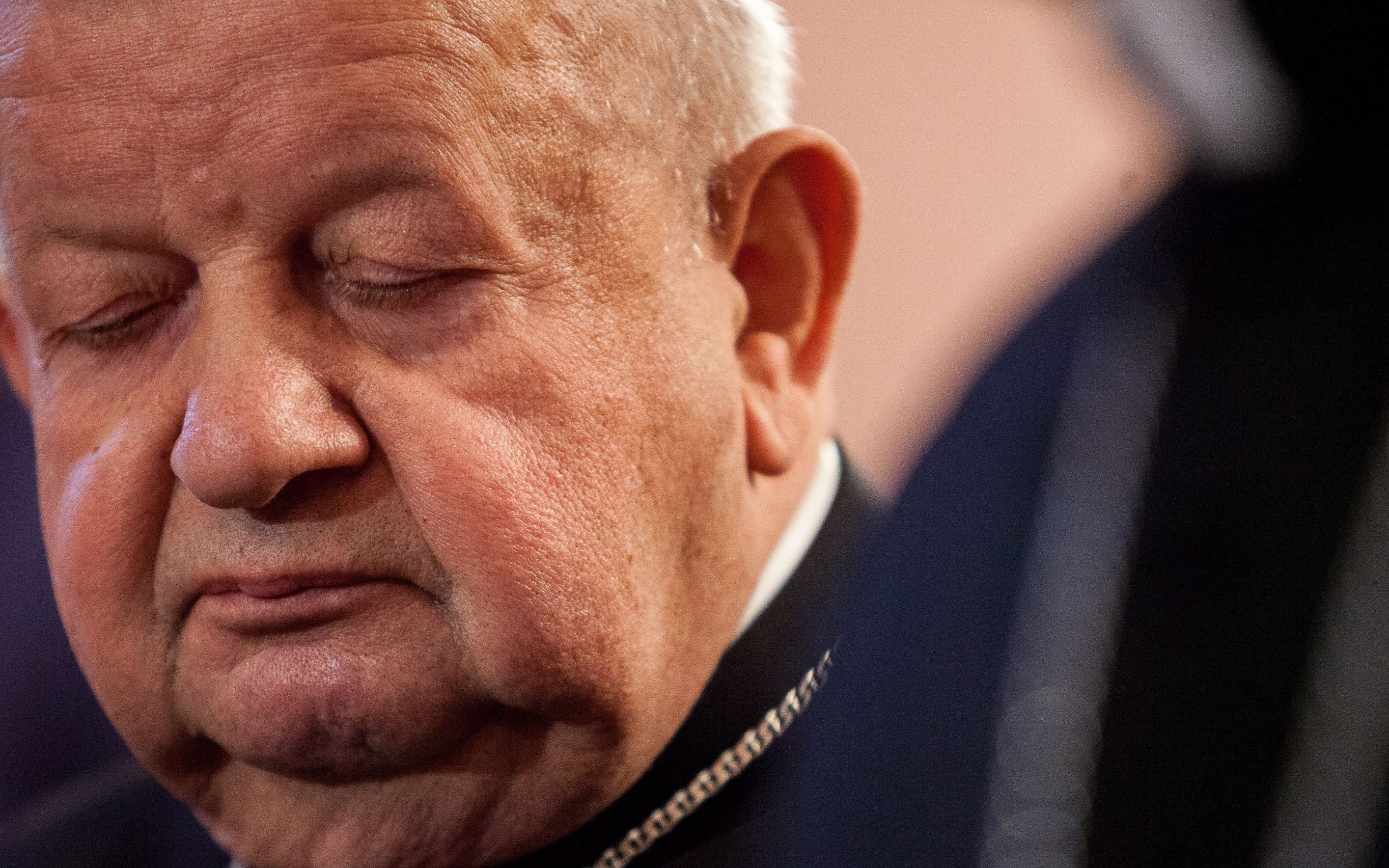 24.01.2017 Krakow . Kuria Krakowska , ul. Franciszkanska . Arcybiskup senior Stanislaw Dziwisz . Pierwsza konferencja prasowa z udzialem nowego metropolity krakowskiego arcybiskupa Marka Jedraszewskiego . 
fot. Kuba Ociepa / Agencja Gazeta