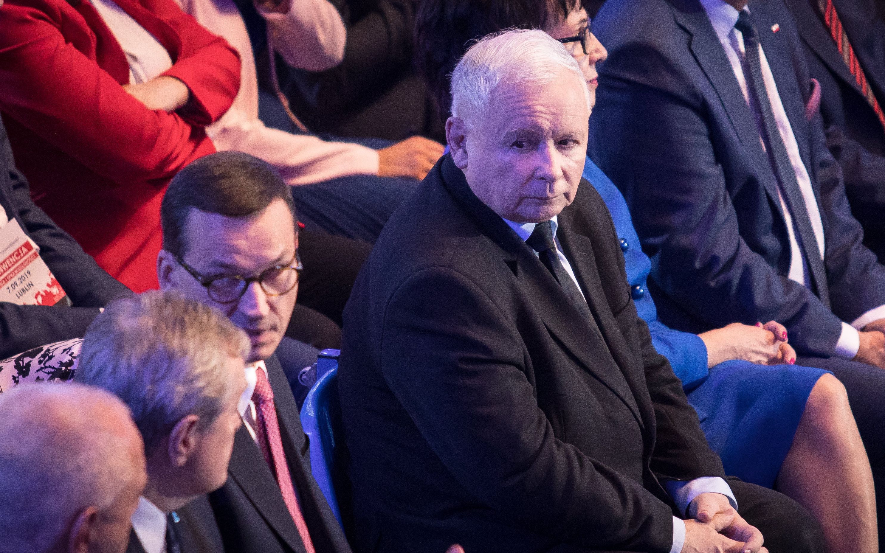 07.09.2019 Lublin , hala sportowa Globus . Prezes Jaroslaw Kaczynski , oraz wladze partyjne i panstwowe podczas konwencji wyborczej Prawa i Sprawiedliwosci . 
Fot. Jakub Orzechowski / Agencja Gazeta