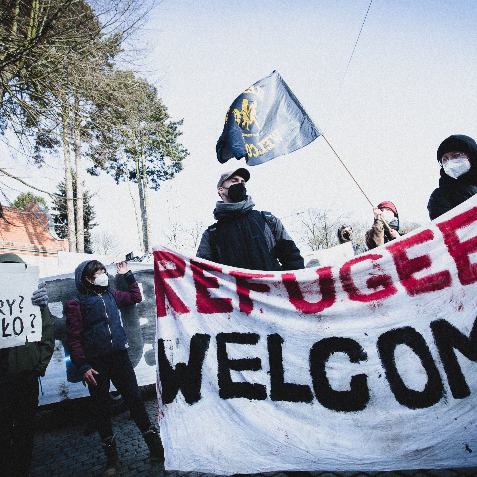 Krosno Odrzańskie, 12.02.2022. Protest pod SG w Krośnie Odrzańskim