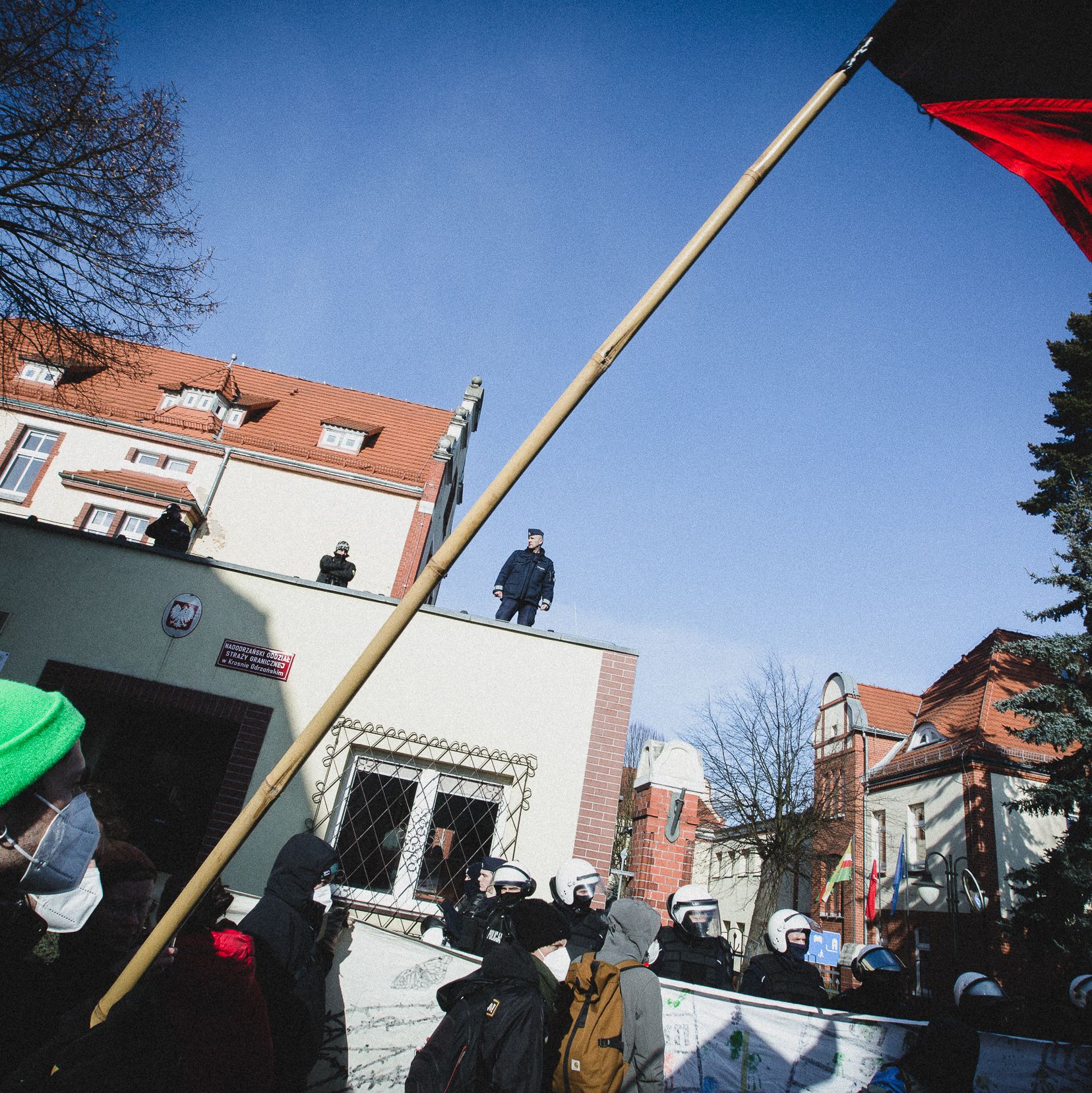 Krosno Odrzańskie, 12.02.2022. Protest pod SG w Krośnie Odrzańskim