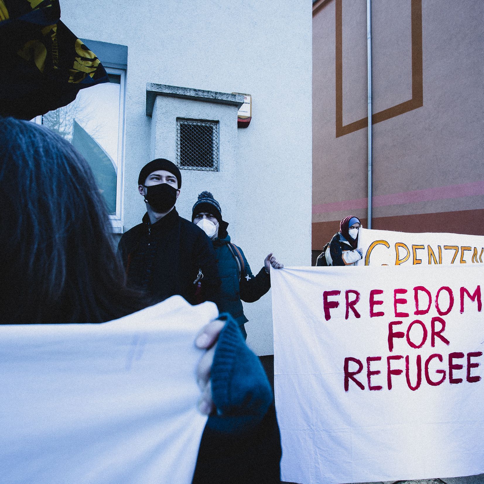 Krosno Odrzańskie, 12.02.2022. Protest pod SG w Krośnie Odrzańskim