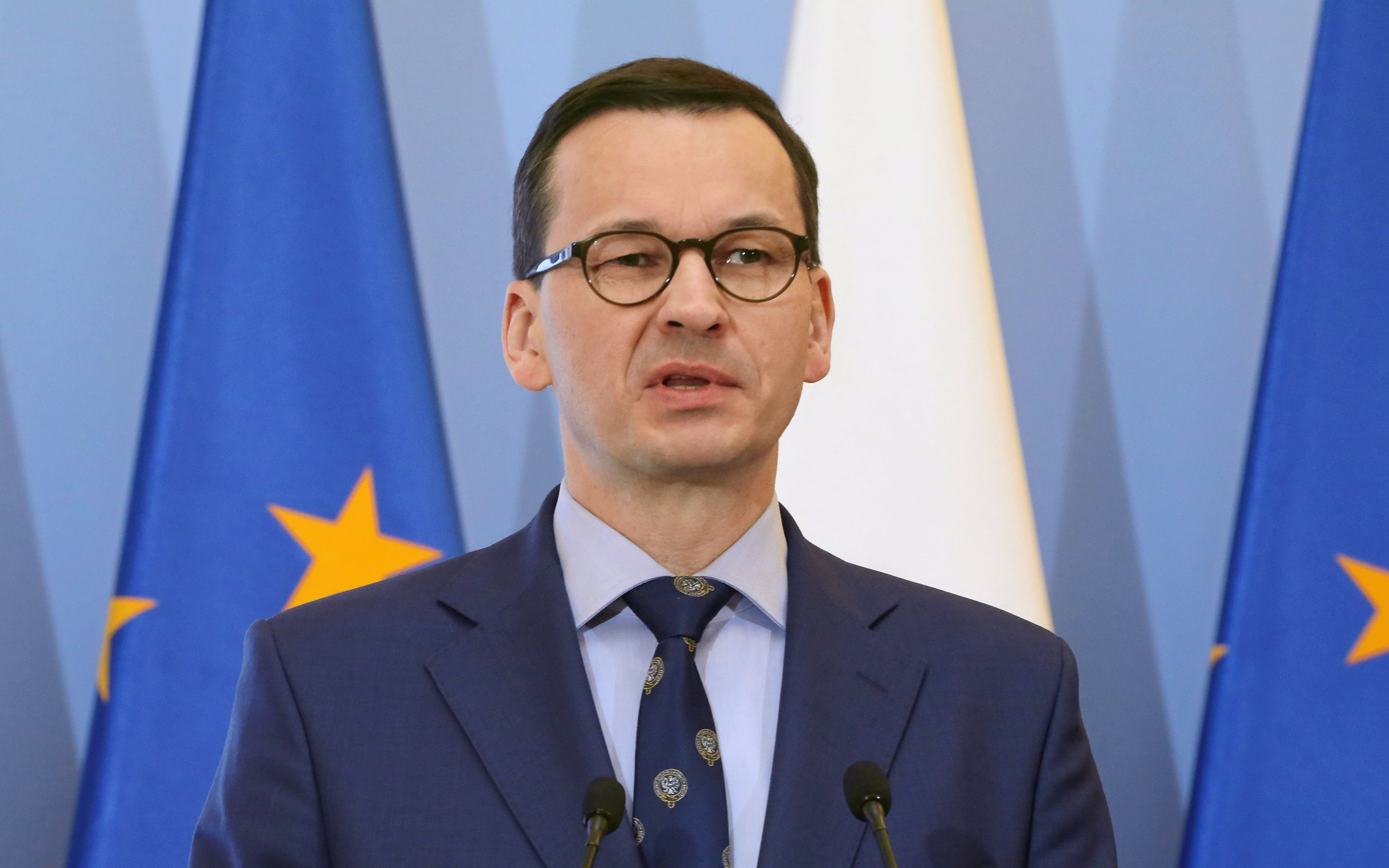 15.04.2019 Warszawa , aleje Ujazdowskie . Kancelaria Prezesa Rady Ministrow . Premier Mateusz Morawiecki podczas konferencji prasowej na temat przeksztalcenia OFE w prywatne Konta Emerytalne ( IKE ). 
Fot. Slawomir Kaminski / Agencja Gazeta