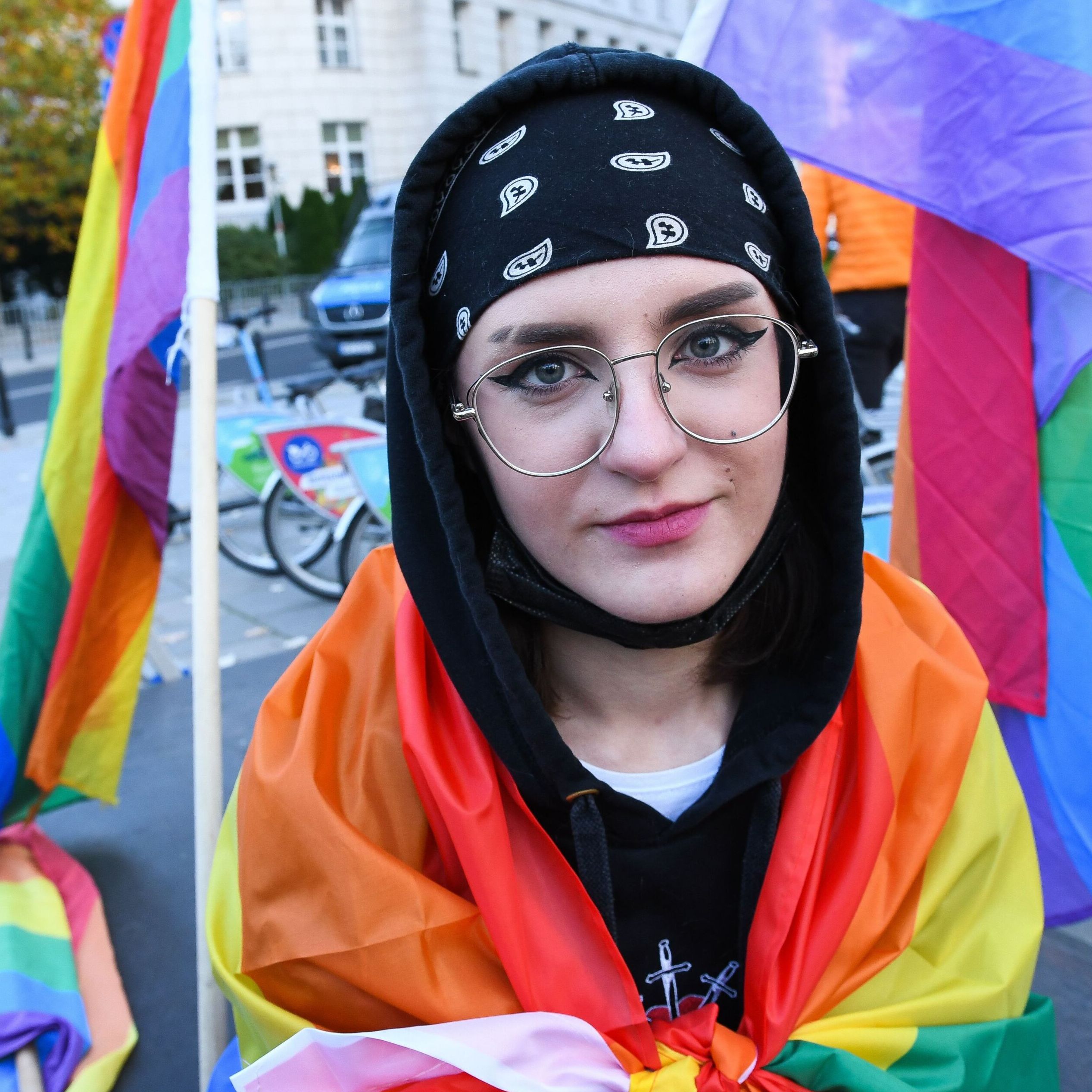 Warszawa, 28.10.2021. Protest przeciw ustawie StopLGBT Kai Godek
