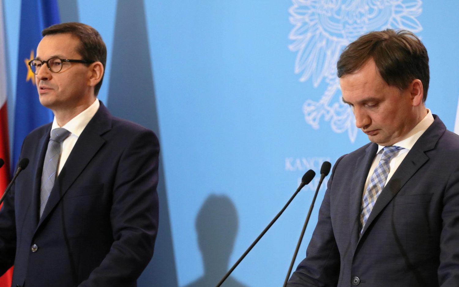 18.06.2019 Warszawa , Kancelaria Prezesa Rady Ministrow . Premier Mateusz Morawiecki , minister sprawiedliwosci Zbigniew Ziobro podczas konferencji po posiedzeniu rzadu . 
Fot. Slawomir Kaminski / Agencja Gazeta
