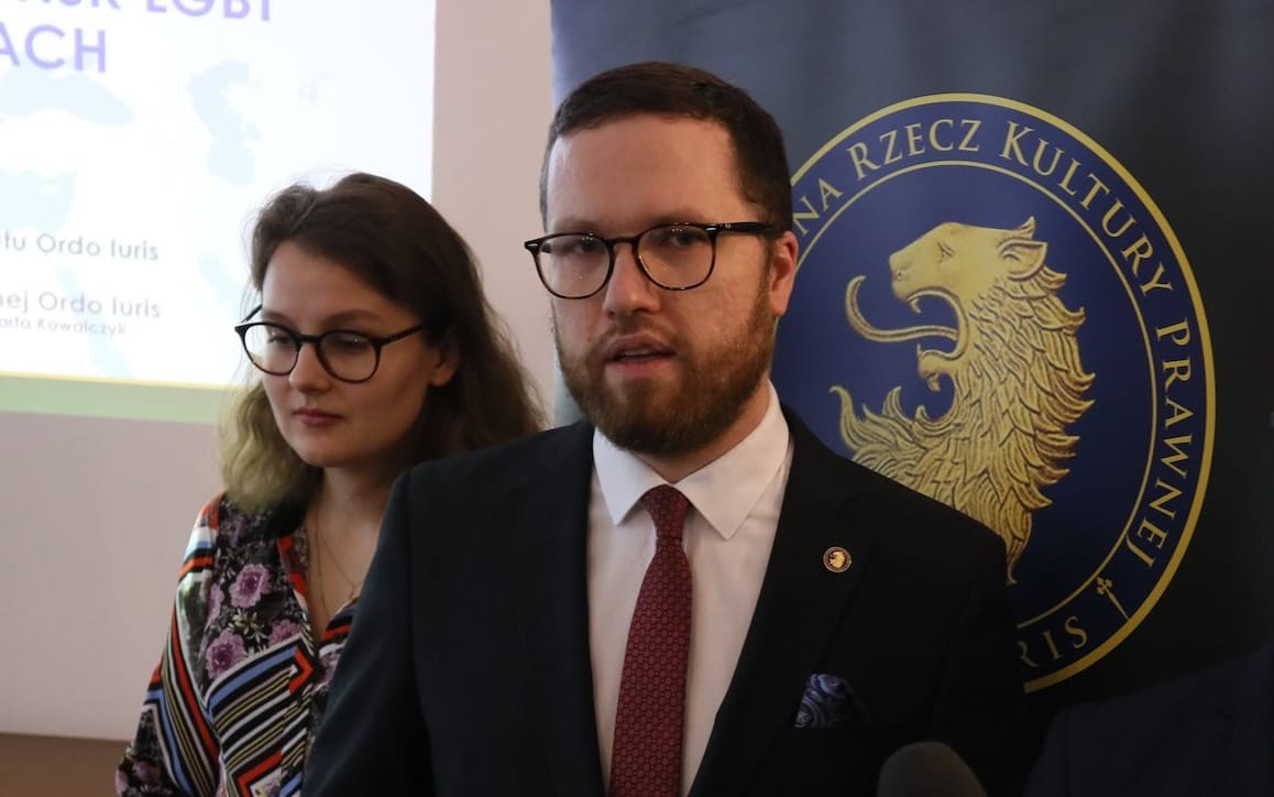 24.01.2019 Warszawa , ulica Gornoslaska 20 . Instytut na rzecz Kultury Prawnej Ordo Iuris . Tymoteusz Zych (2L), Nikodem Bernaciak (3L), Rafal Dorosinski (4L) podczas konferencji prasowej na temat teczowego piatku z dnia 26.10.2018 . 
Fot. Slawomir Kaminski / Agencja Gazeta