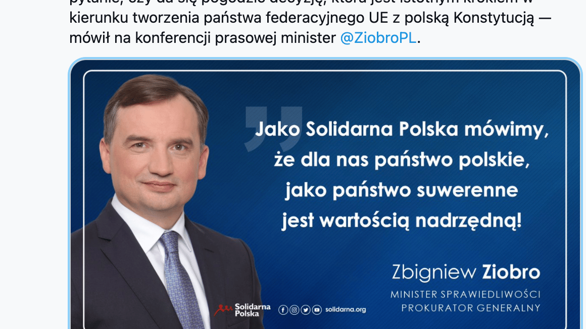 Tweet Solidarnej Polski Ziobro