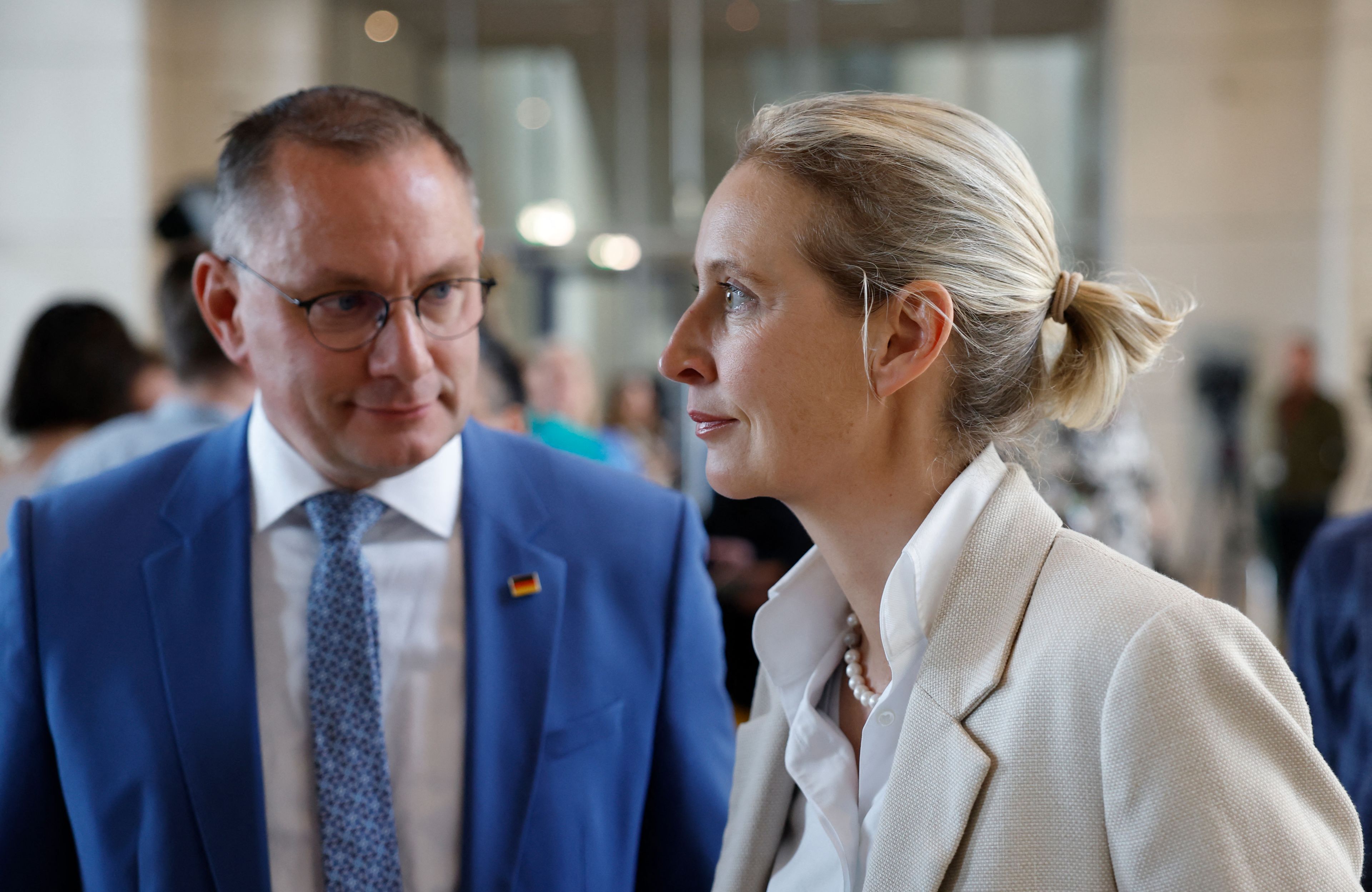Liderzy AfD Tino Chrupalla i Alice Weidel