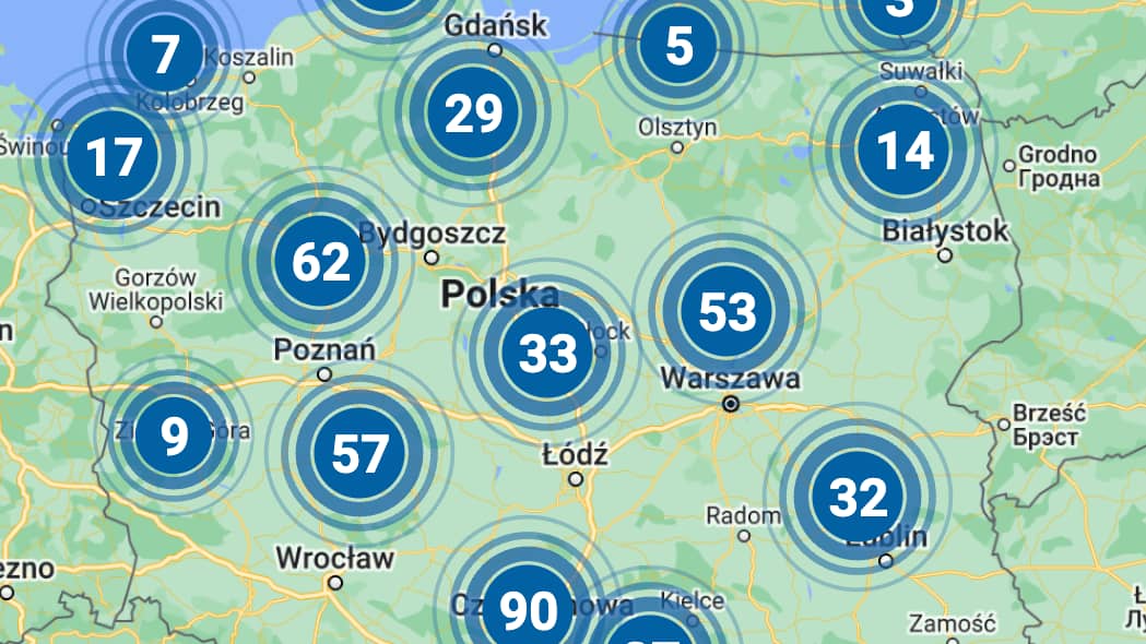 Mapa Polski z punktami, w których możesz kupić pigułkę "dzień po"