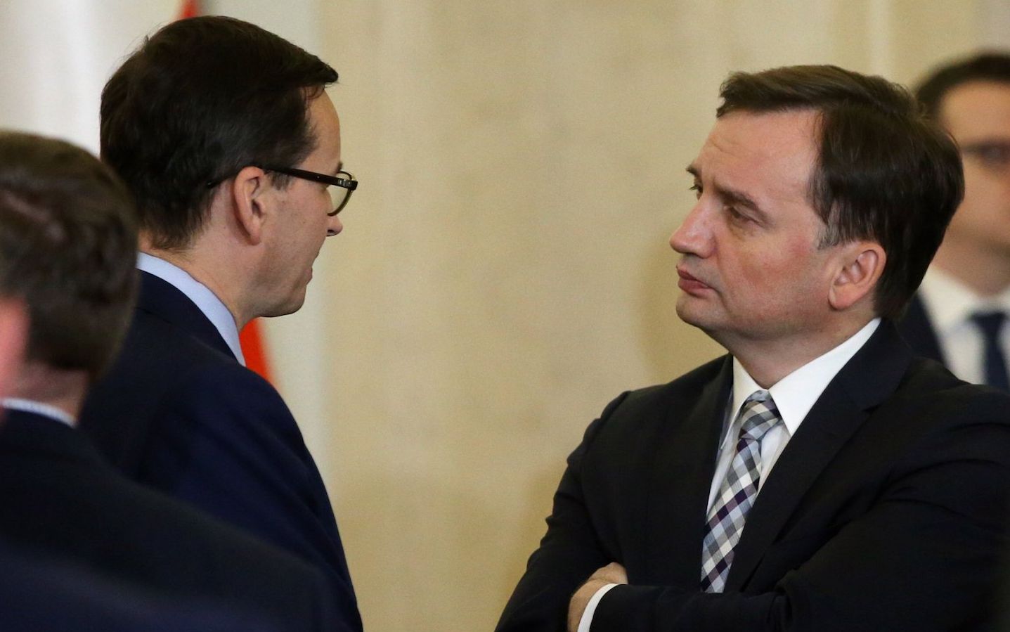 05.12.2019  Warszawa . Premier Mateusz Morawiecki ,  minister Sprawiedliwosci Zbigniew Ziobro podczas zaprzysiezenia Danuty Dmowskiej Andrzejuk na nowa minister sportu w palacu prezydenckim . 
Fot . Kuba Atys / Agencja Gazeta