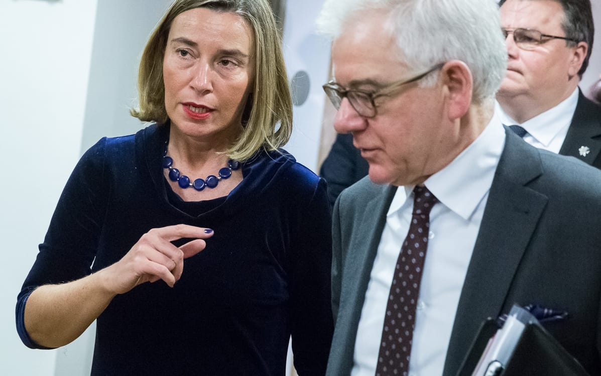 2018.01.22 Bruksela , Belgia . Minister Jacek Czaputowicz . FAC . Posiedzenie rady do Spraw Zagranicznych . Budynek Europa . N/Z Federica Mogherini .
Fot. Tymon Markowski / MSZ