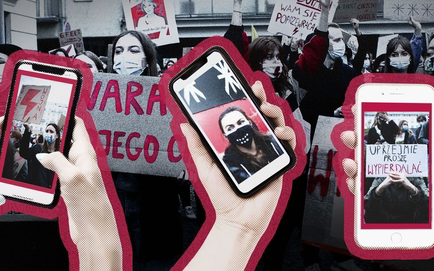Grafika do artykułu To szło jak ławica. Gwiazdy YouTube'a, Instagrama, TikToka pomogły protestom kobiet