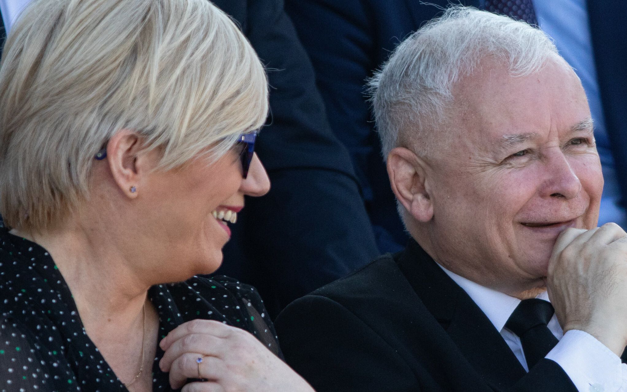 01.09.2019 Warszawa , plac Pilsudskiego . 80 rocznica wybuchu II wojny swiatowej . Od lewej: Prezes Trybunalu Konstytucyjnego Julia Przylebska i prezes Prawa i Sprawiedliwosci Jaroslaw Kaczynski podczas uroczystosci . 
Fot. Dawid Zuchowicz / Agencja Wyborcza.pl