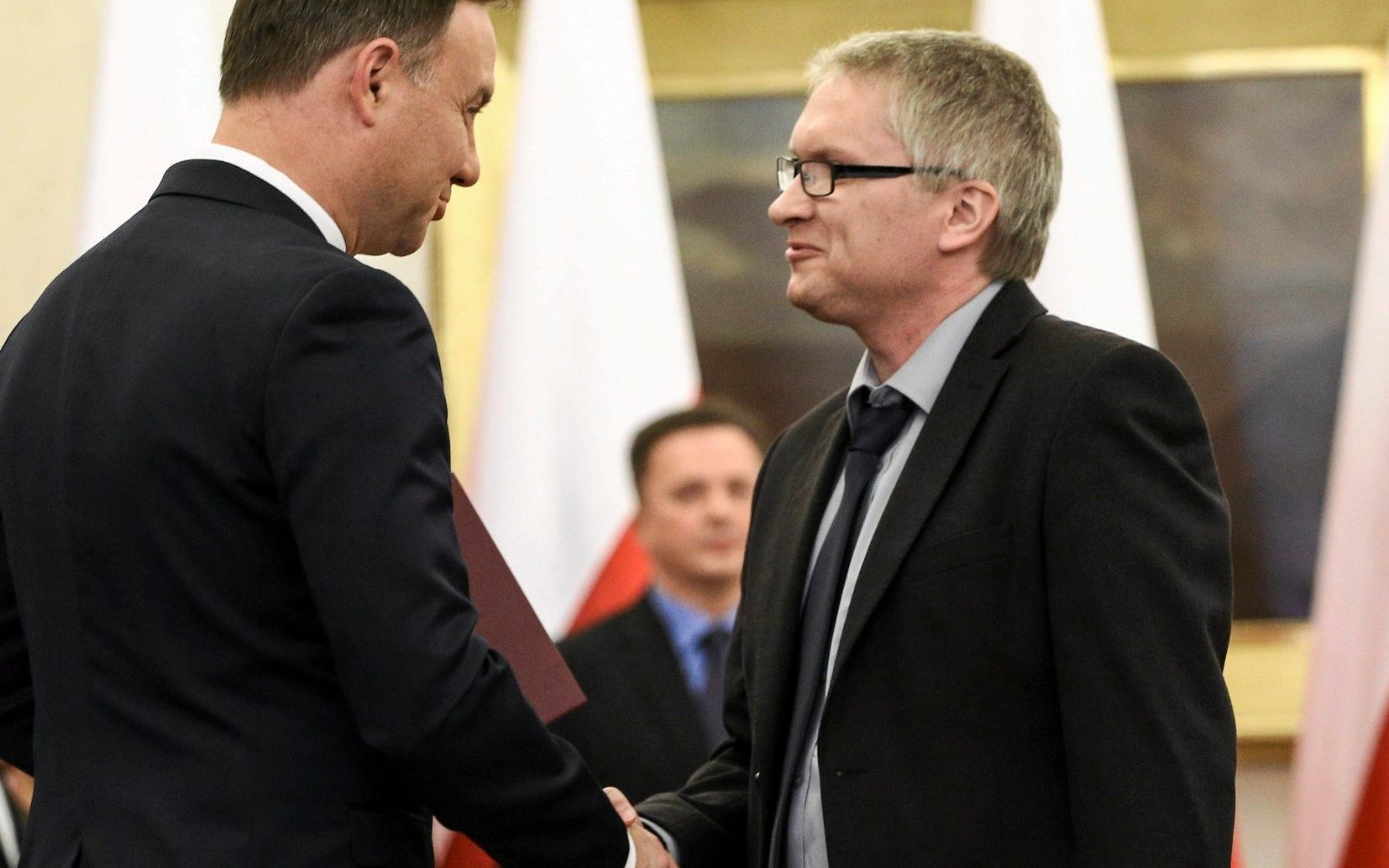 16.10.2015 Warszawa , Palac Prezydencki . Prezydent Andrzej Duda oraz Eryk Lon podczas powolania czlonkow Narodowej Rady Rozwoju .
Fot. Adam Stepien / Agencja Gazeta