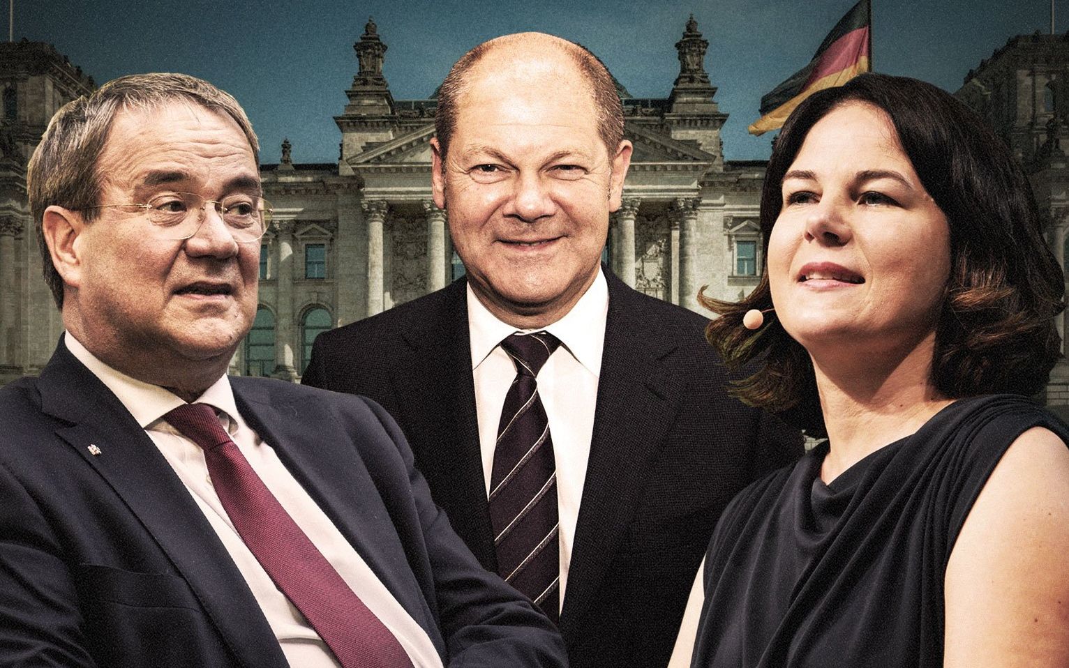 Grafika do artykułu Wybory w Niemczech. Laschet, Scholz i Baerbock - jedno z nich zastąpi we wrześniu Merkel