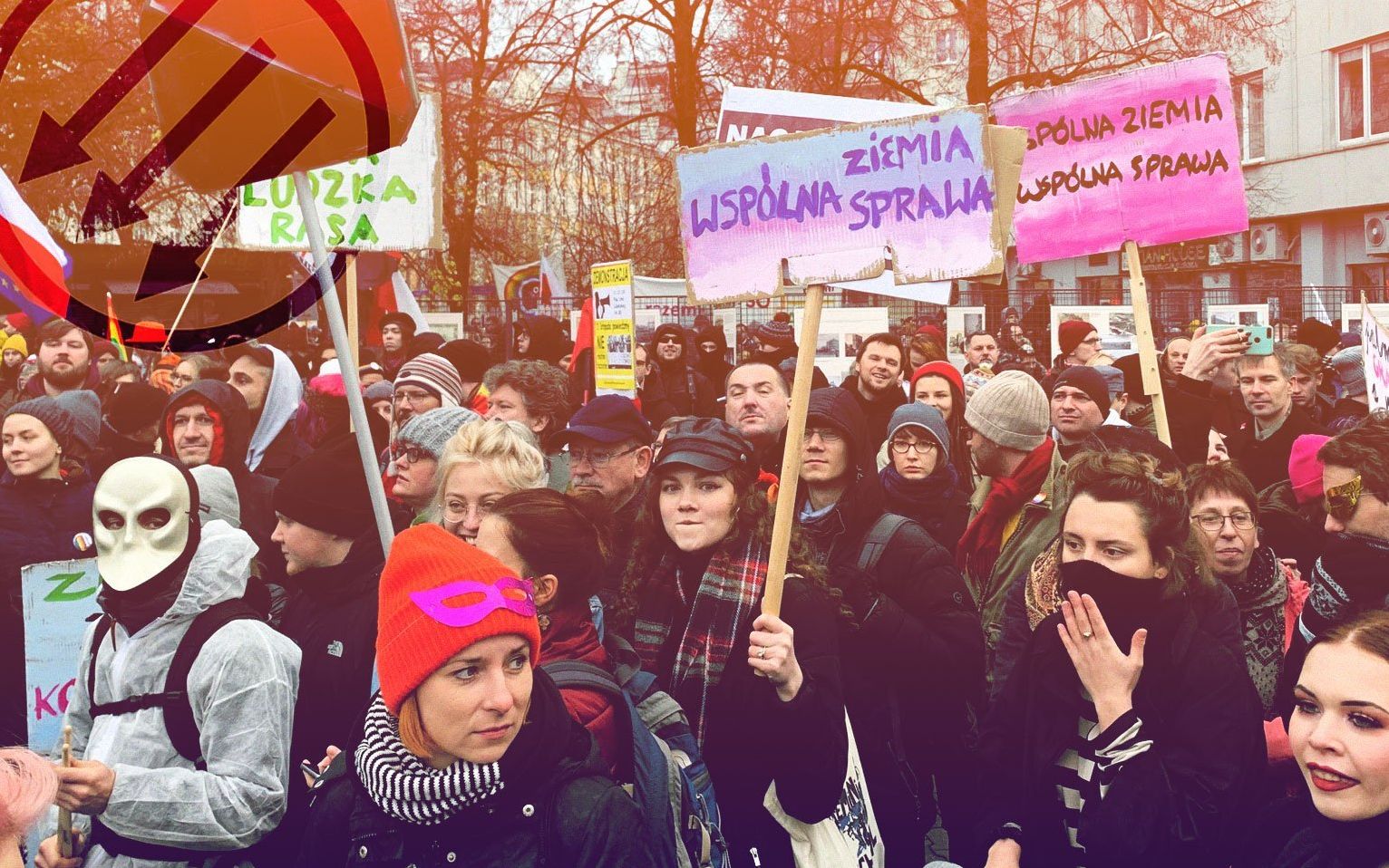 Grafika do artykułu Za miłość, wolność, przyszłość: antyfaszyści maszerowali krokiem tanecznym. "Biała Polska tylko zimą"