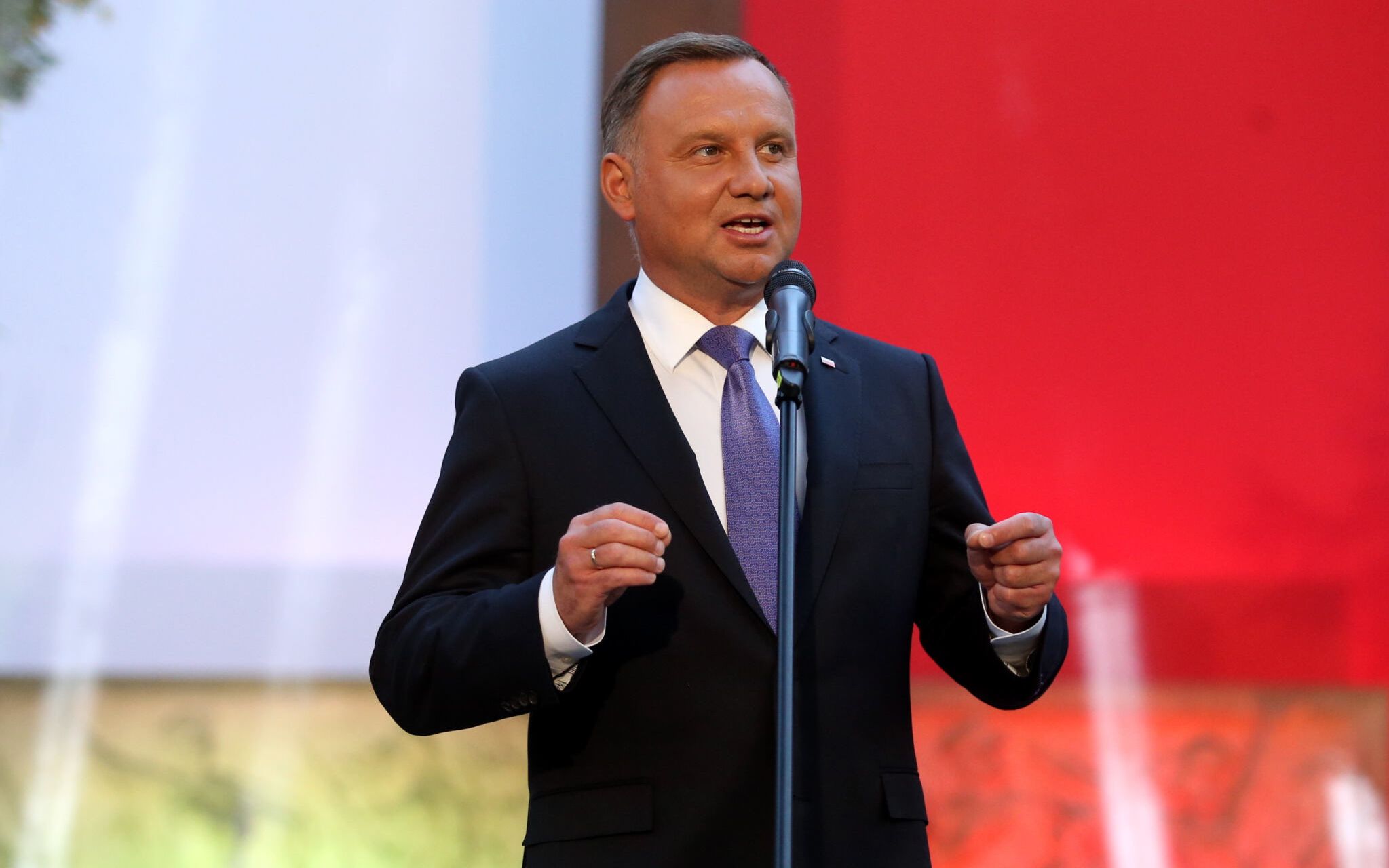 14.08.2020  Warszawa . Prezydent Andrzej Duda podczas apelu poleglych na Powazkach Wojskowych w przeddzien 100 rocznicy Bitwy Warszawskiej .  
Fot. Kuba Atys / Agencja Gazeta