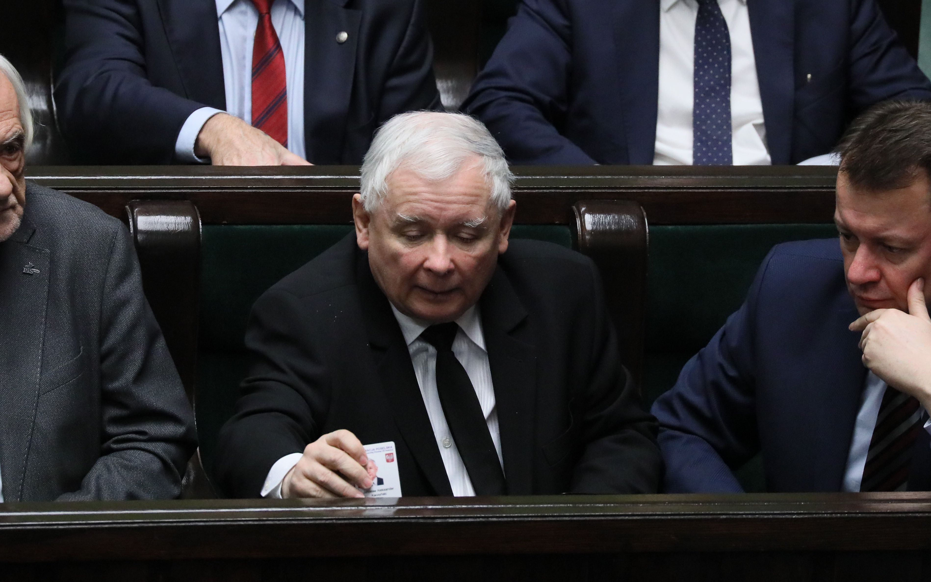 16.01.2019 Warszawa , Sejm . Prezes PiS Jaroslaw Kaczynski , Ryszard Terlecki , Mariusz Blaszczak podczas obrad sejmu   .
Fot. Slawomir Kaminski / Agencja Gazeta