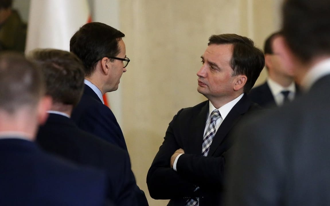 05.12.2019  Warszawa . Premier Mateusz Morawiecki ,  minister Sprawiedliwosci Zbigniew Ziobro podczas zaprzysiezenia Danuty Dmowskiej Andrzejuk na nowa minister sportu w palacu prezydenckim . 
Fot . Kuba Atys / Agencja Gazeta