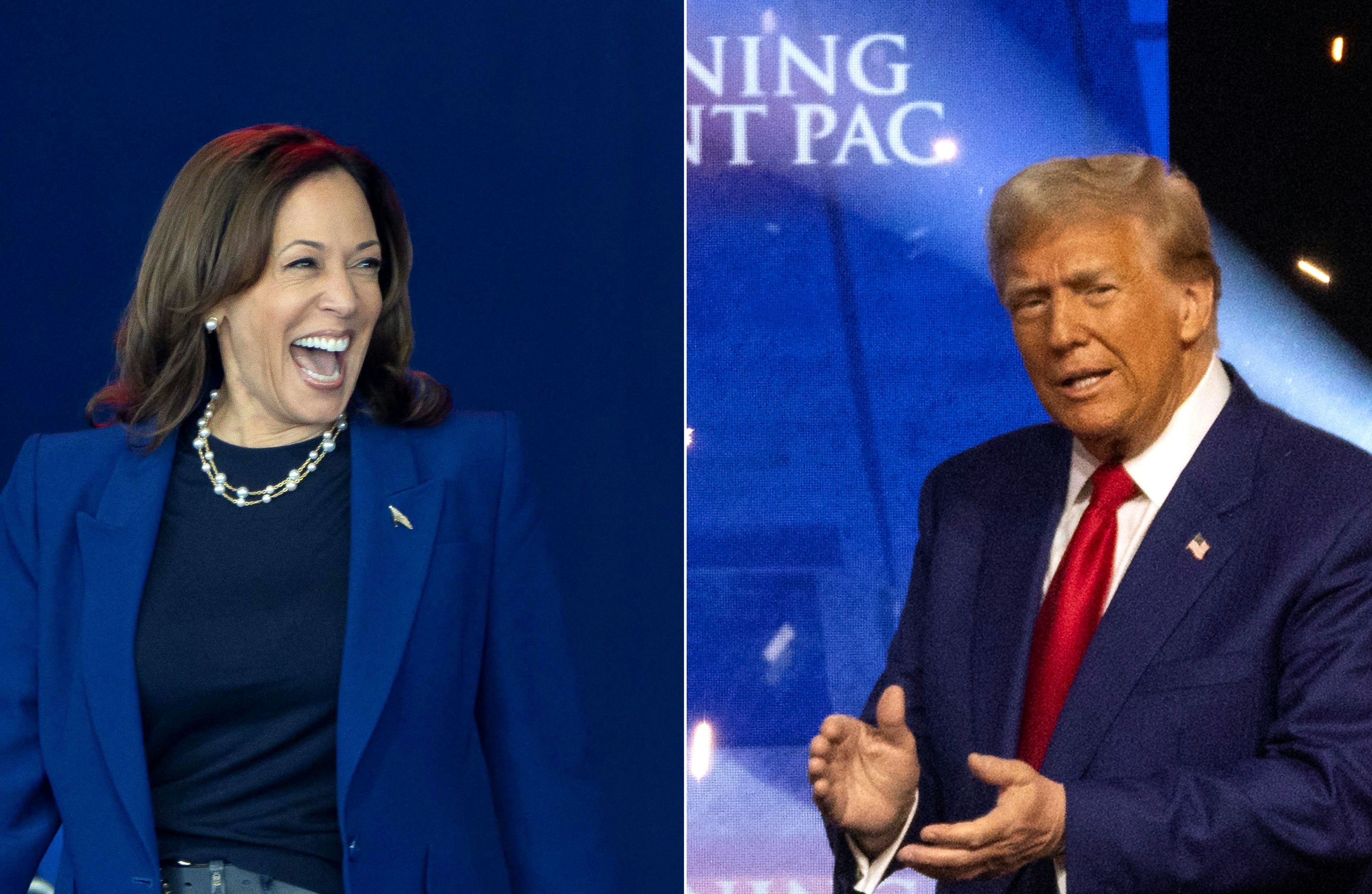Na dwóch zdjęciach obok siebie Kamala Harris i Donald Trump