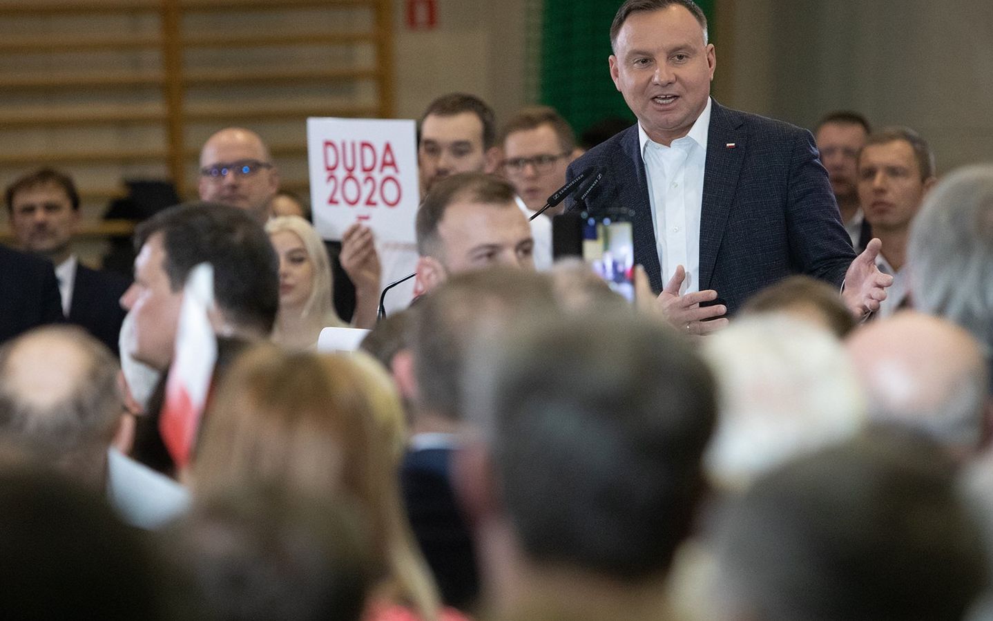 20.02.2020 Turek . Prezydent Andrzej Duda podczas spotkania z mieszkancami Turka inauguruje kampanie prezydencka w Wielkopolsce . 
Fot. Lukasz Cynalewski / Agencja Gazeta