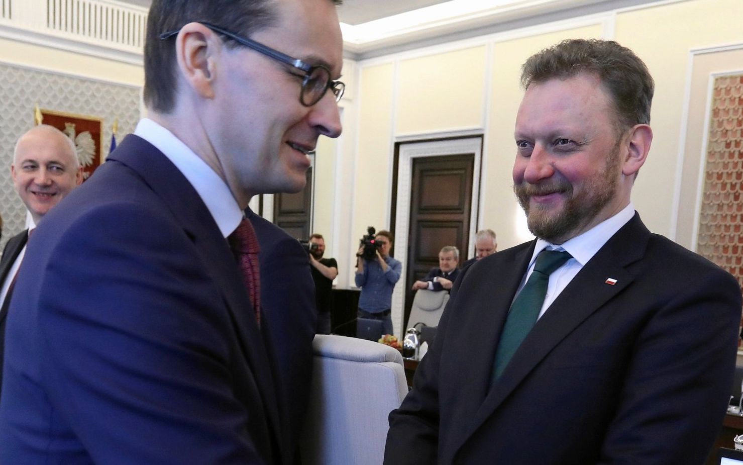 13.03.2018 Warszawa , Kancelaria Prezesa Rady Ministrow . Premier Mateusz Morawiecki i minster zdrowia Lukasz Szumowski podczas posiedzenia rzadu. 
Fot. Slawomir Kaminski / Agencja Gazeta