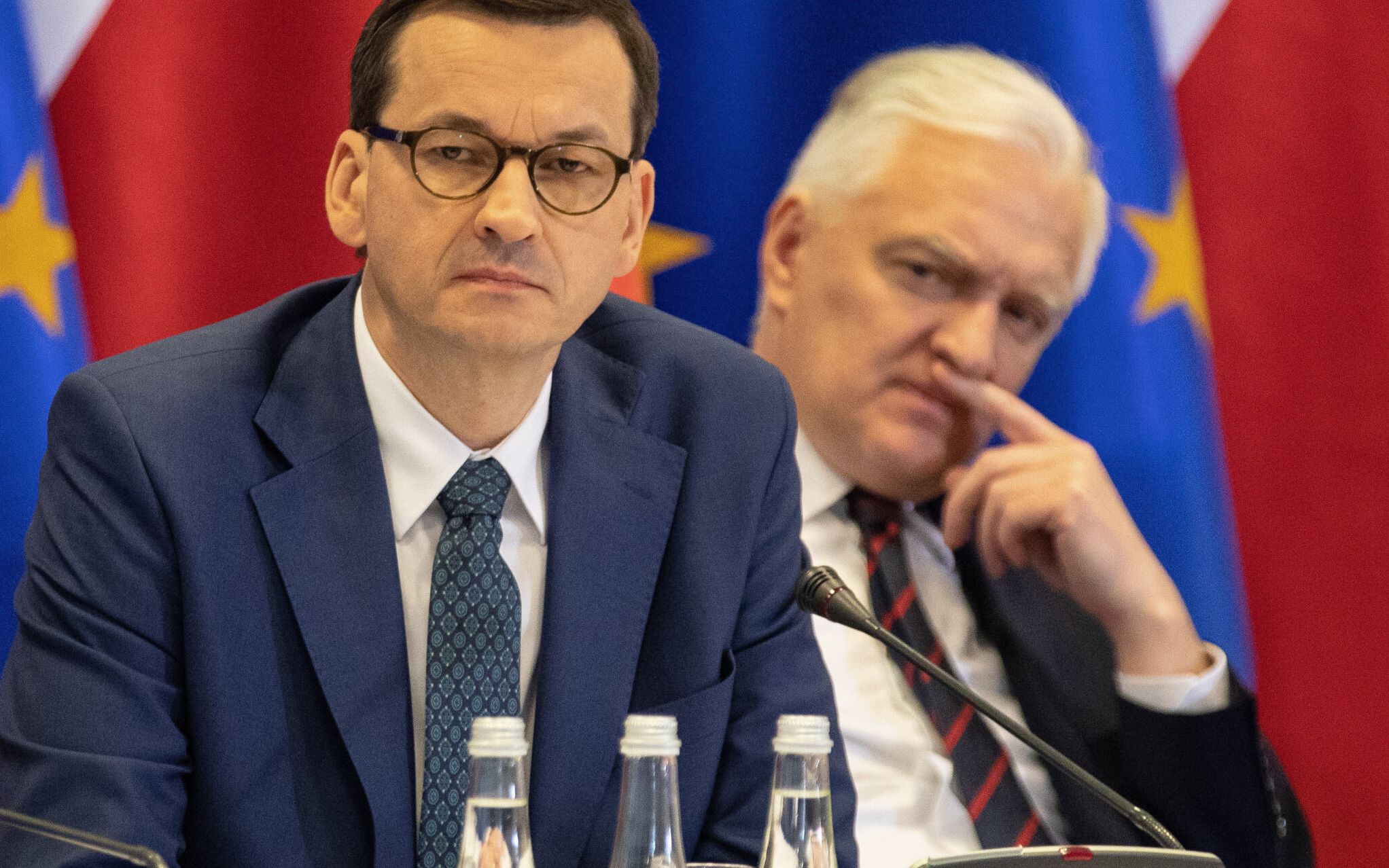 26.04.2019 Warszawa , PGE Narodowy . Premier  Mateusz Morawiecki , minister nauki i szkolnictwa wyzszego Jaroslaw Gowin podczas " Okraglego stolu edukacyjnego ".
Fot. Dawid Zuchowicz / Agencja Gazeta