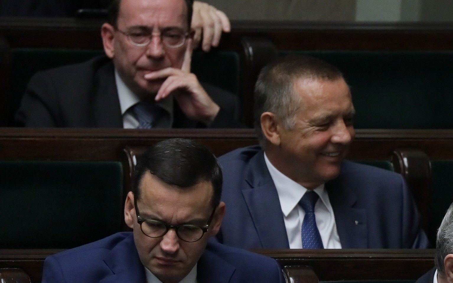 30.08.2019 Warszawa . Sejm . Minister spraw wewnetrznych i administracji Mariusz Kaminski , minister finansow Marian Banas , minister sprawiedliwosci Zbigniew Ziobro , premier Mateusz Morawiecki , minister kultury i dziedzictwa narodowego Piotr Glinski , wicepremier Jacek Sasin podczas glosowania nad wyborem prezesa Najwyzszej Izby Kontroli .
Fot. Slawomir Kaminski / Agencja Gazeta
