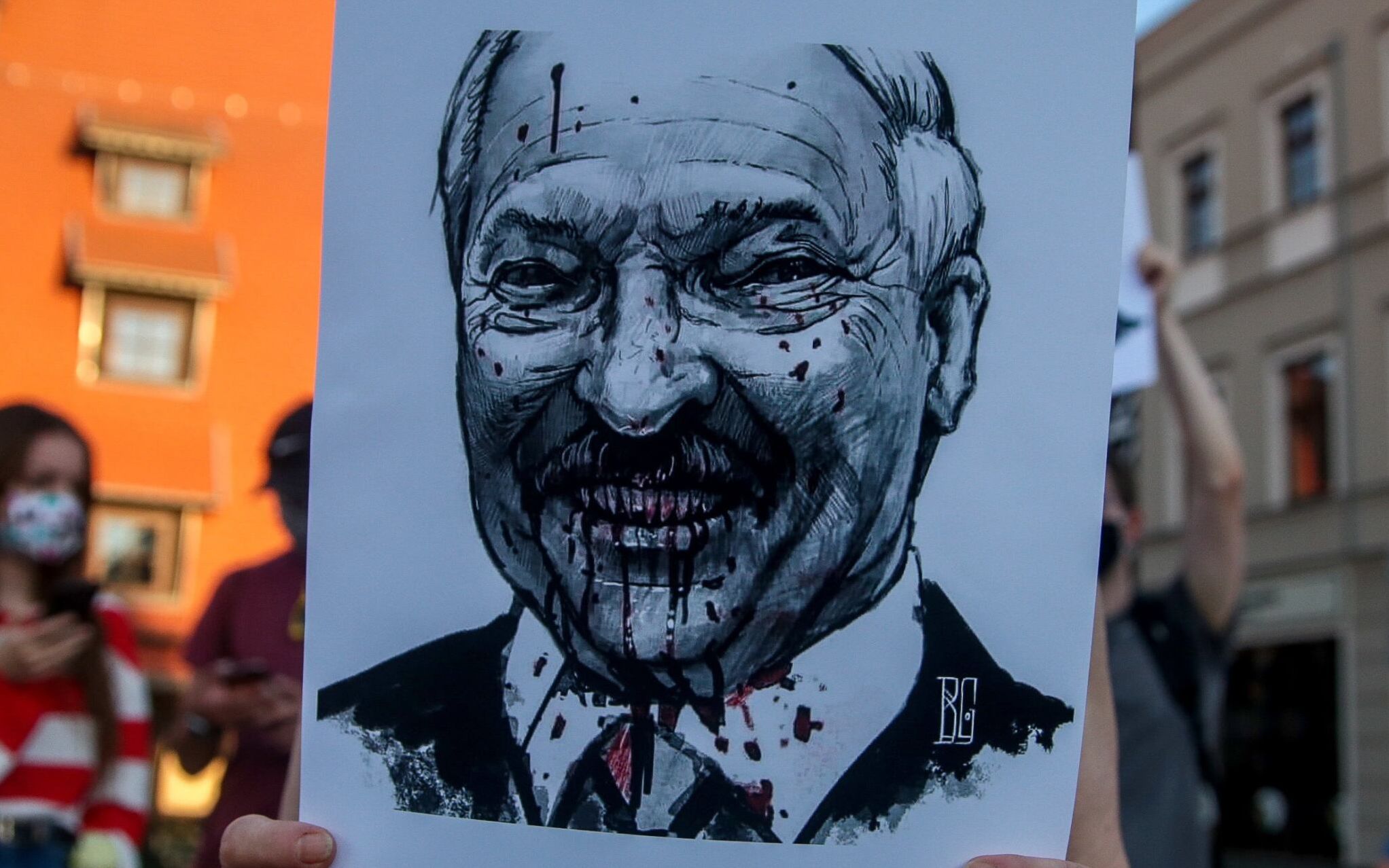 21.08.2020 Bydgoszcz , ul. Mostowa . Manifestacja Solidarni z Bialorusia . 
Fot. Grazyna Marks / Agencja Gazeta