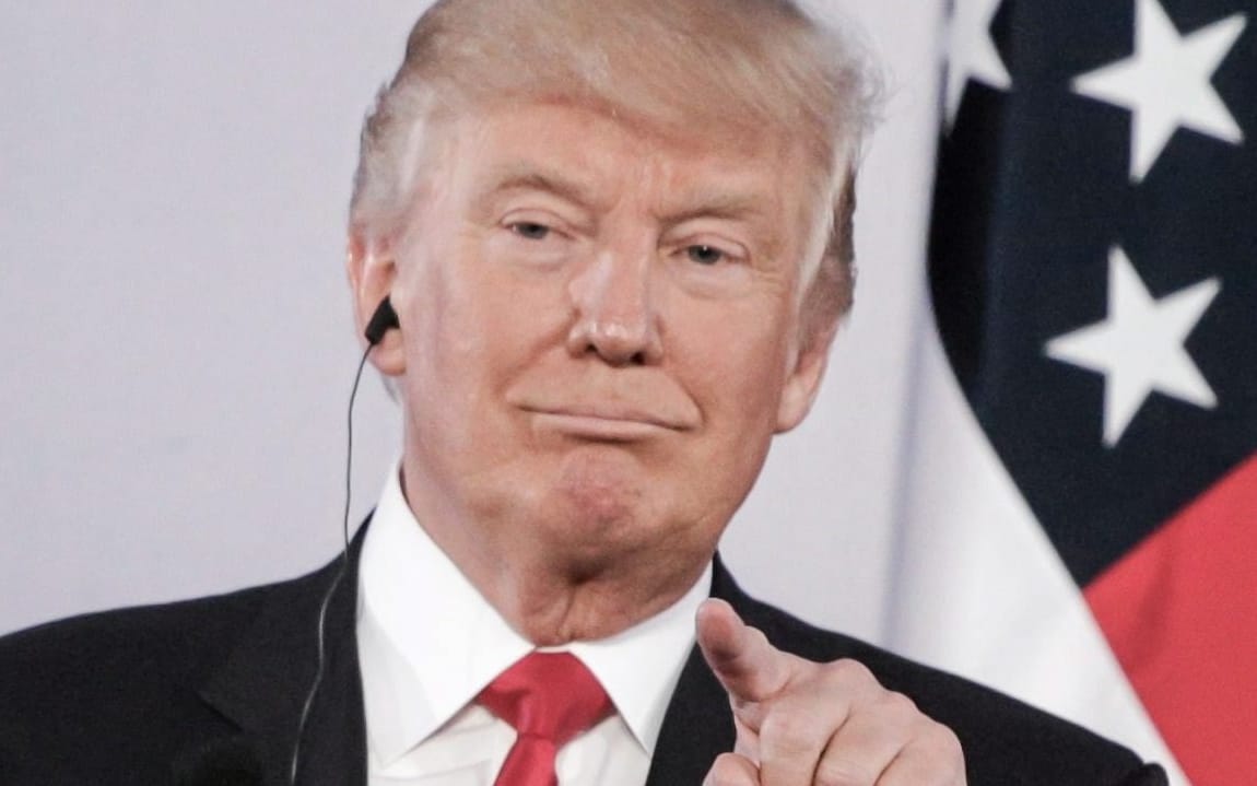 06.07.2017 Warszawa , Plac Zamkowy . Szczyt inicjatywy Trojmorza . Prezydent USA Donald Trump podczas wspolnej konferencji prasowej z prezydentem RP Andrzejem Duda, po spotkaniu politykow
Fot. Adam Stepien / Agencja Gazeta